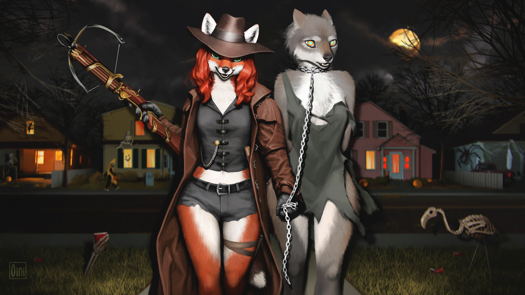 Van Helsing knows how to have fun - NSFW, Furry, Furry art, Furry fox, Furry wolf, Furotica, Halloween, Van Helsing, Oini