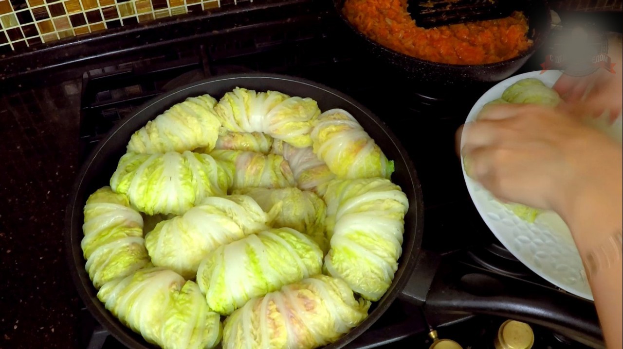 Stuffed cabbage rolls with Chinese cabbage - My, Cabbage rolls, Recipe, Food, Cooking, Video recipe, With grandfather at lunch, Video, Longpost