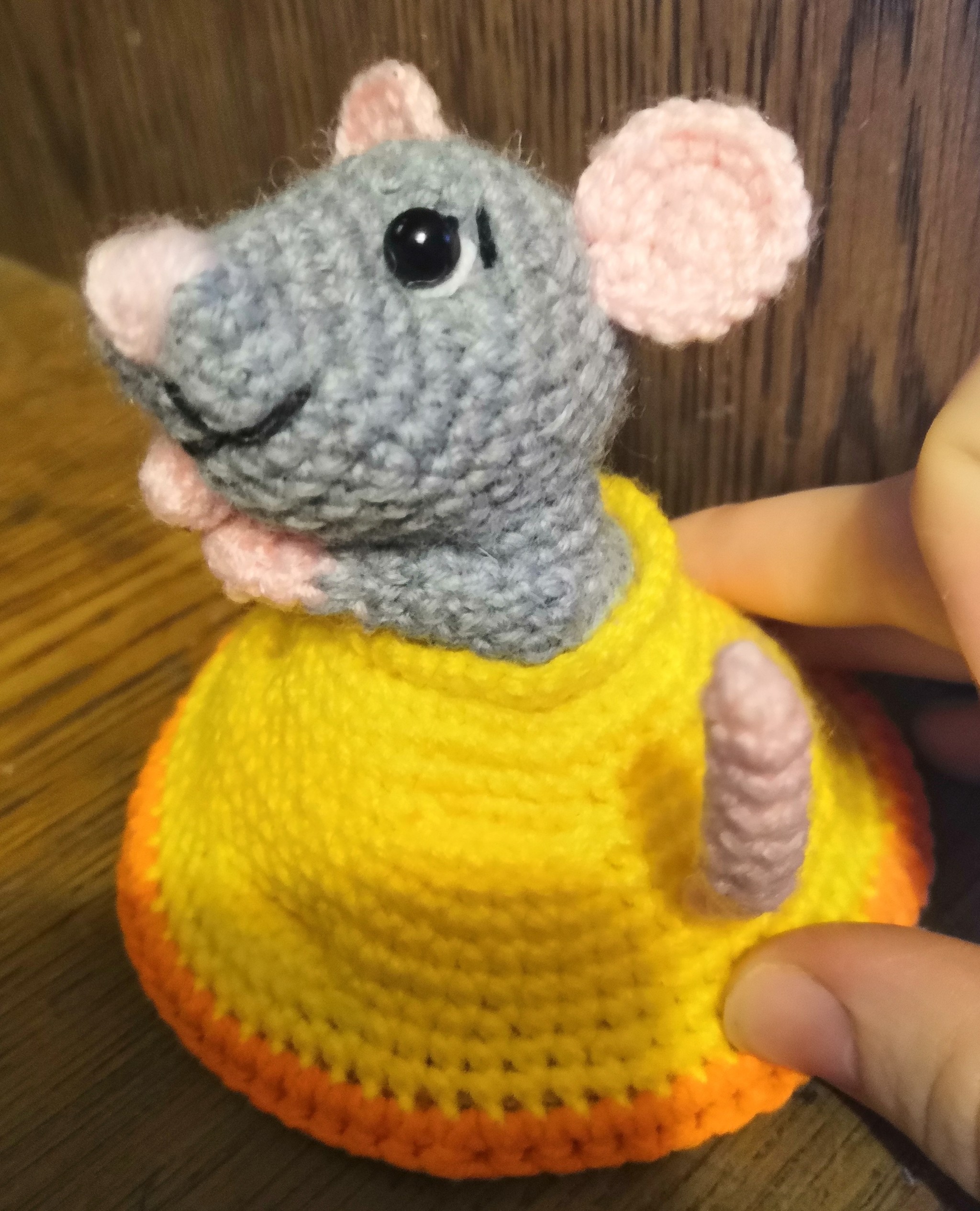 Mouse in cheese - My, Needlework without process, Crochet, Knitting, Amigurumi, Soft toy, Mouse, Longpost