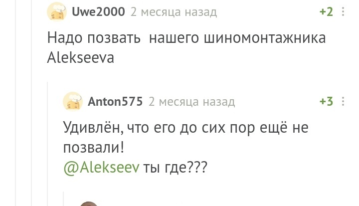 Работа такая - быть Алексеевым. - Комментарии на Пикабу, Шиномонтаж, Длиннопост, Alekseev77