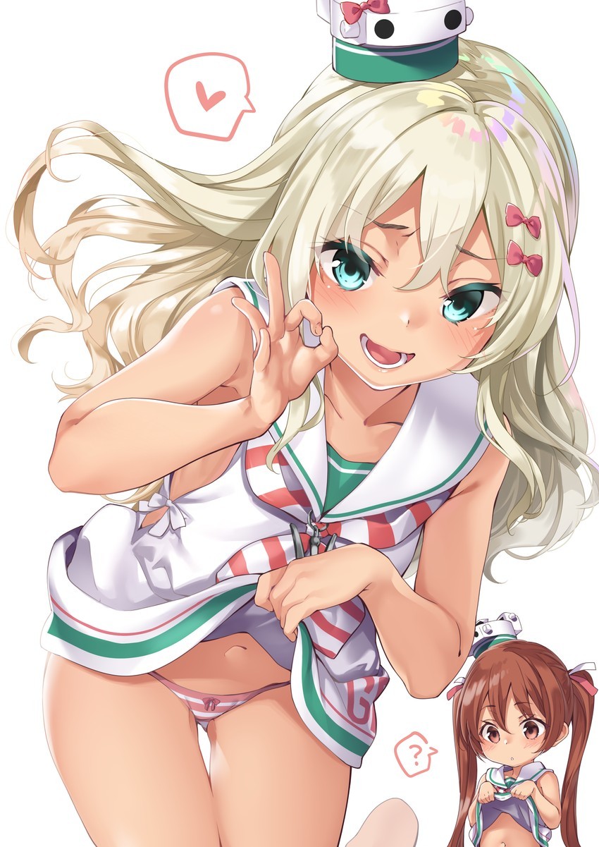 Anime Art - NSFW, Anime, Anime art, Kantai collection, Libeccio, Grecale, Pantsu