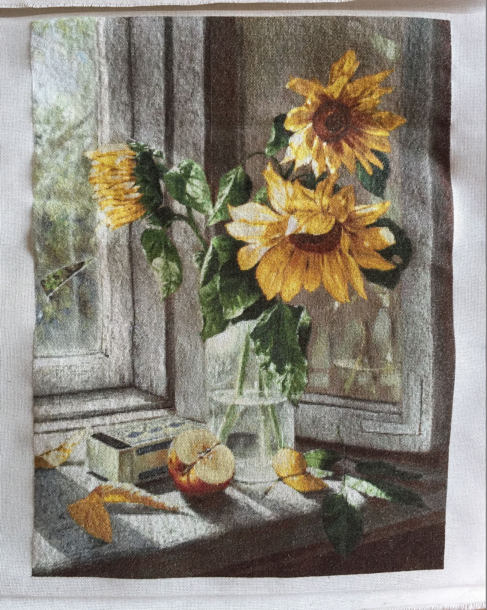 Embroidery Sunflowers - My, Embroidery, Needlework with process, Hobby, Longpost