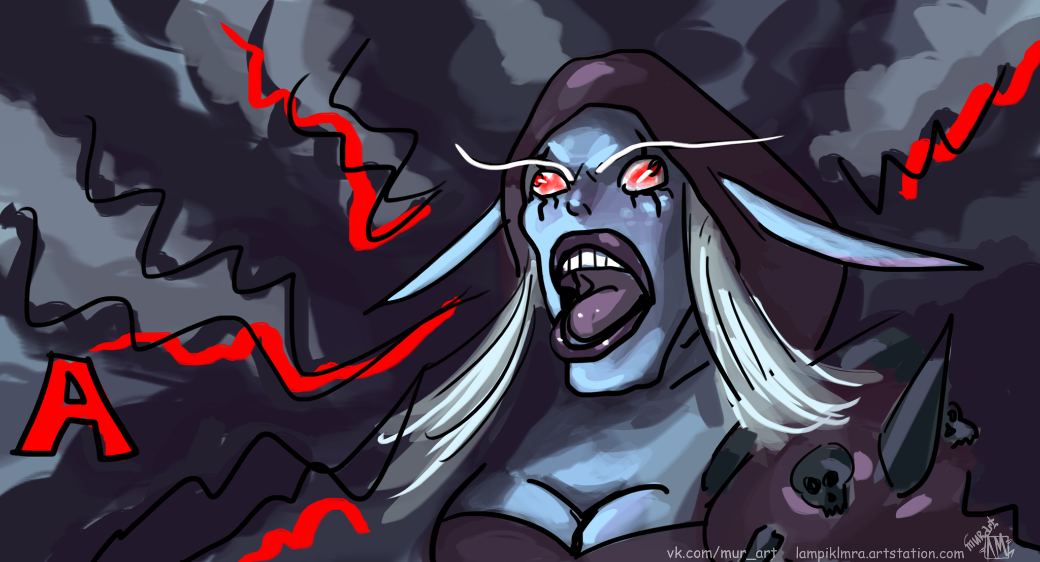 I drew a little here) - My, Warcraft, Blizzard, Murart, Comics, Humor, Art, Drawing, Sylvanas Windrunner, Longpost