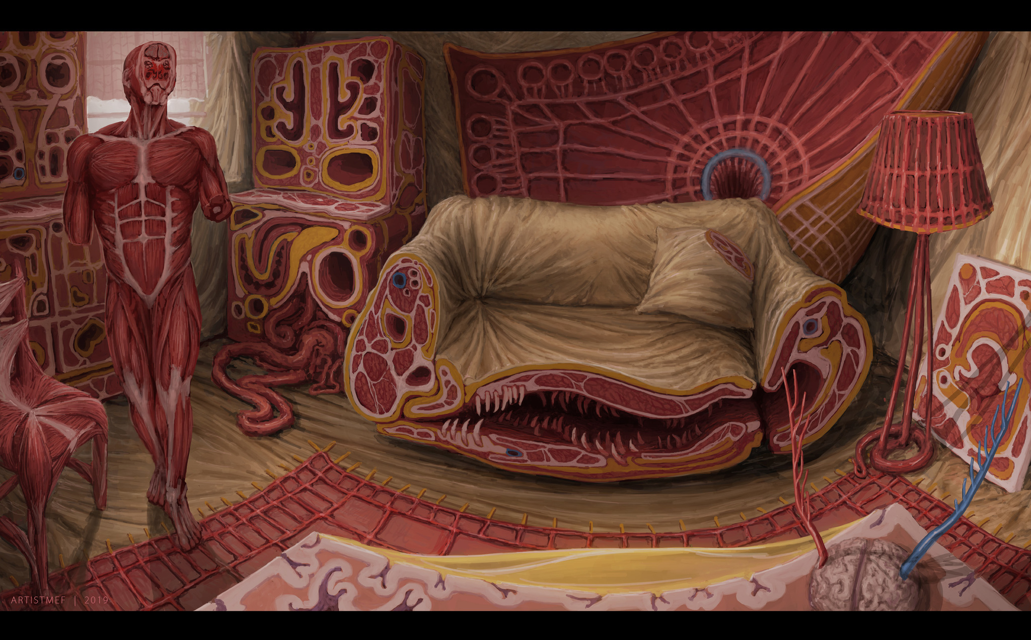 Organic Room - My, Surrealism, Drawing, Digital drawing, Illustrations, Organic, Biology, Anatomy