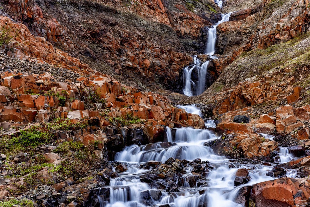 Norilsk. Gorge Red Stones. - My, Norilsk, Gorge, Red Stones, Travels, Russia, Nature, Waterfall, Longpost, The photo