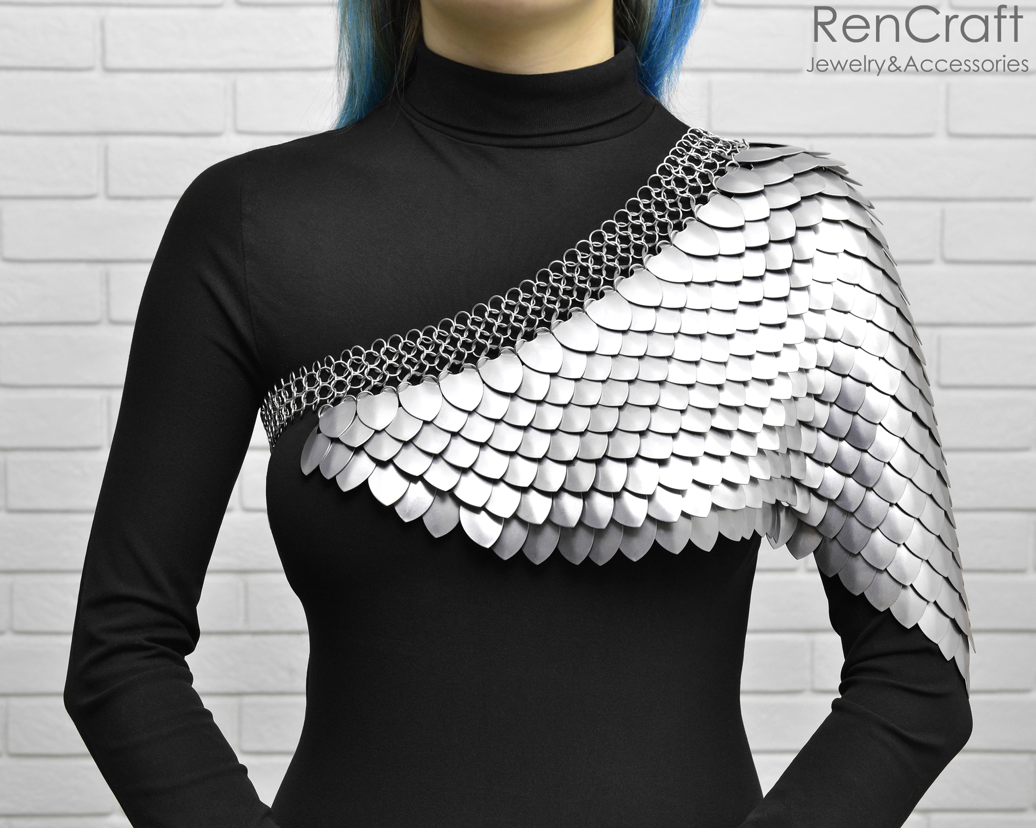 Large Steelscale Shoulder - My, Needlework without process, Longpost, Chain mail jewelry, Decoration, Armor, Shoulders