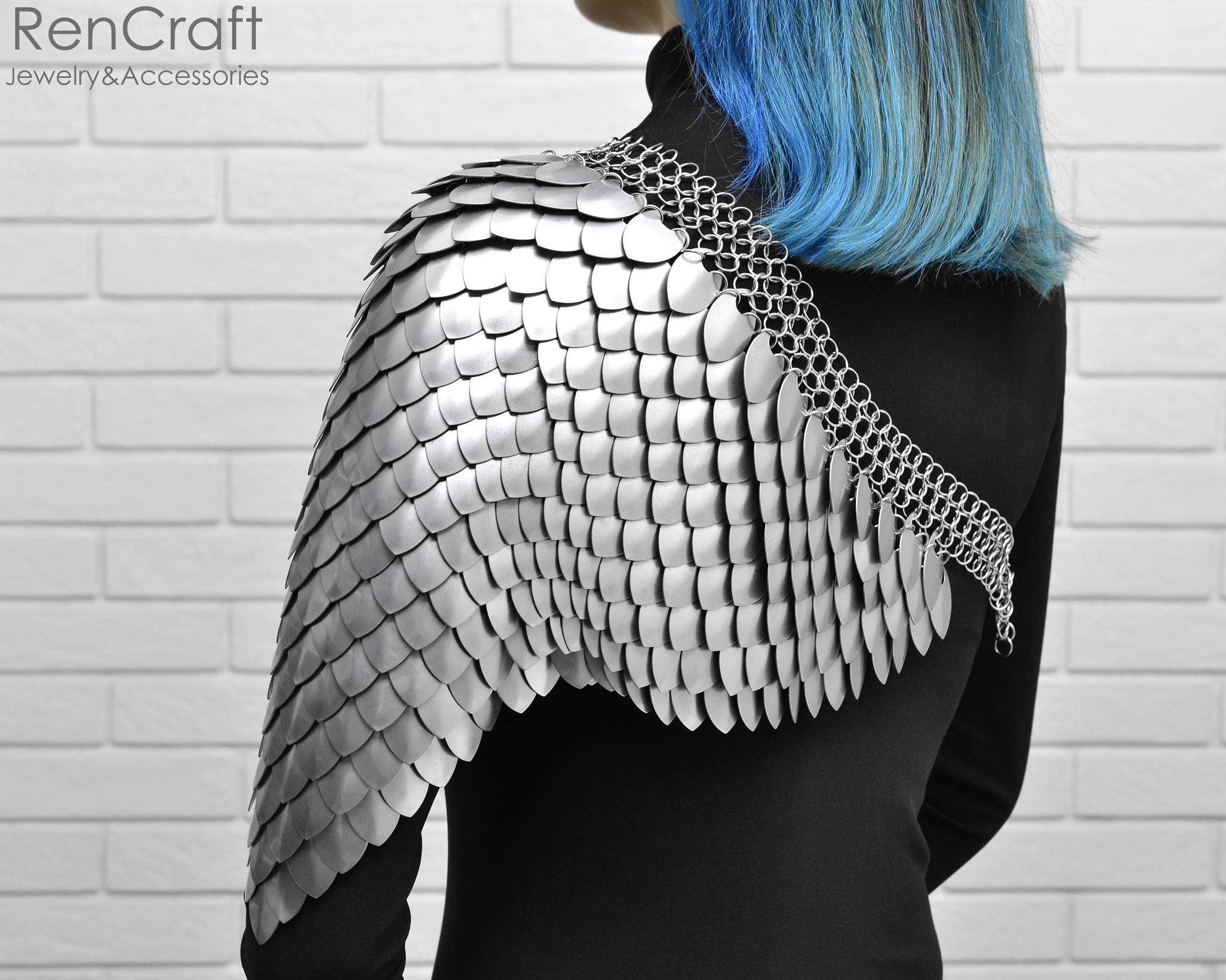 Large Steelscale Shoulder - My, Needlework without process, Longpost, Chain mail jewelry, Decoration, Armor, Shoulders