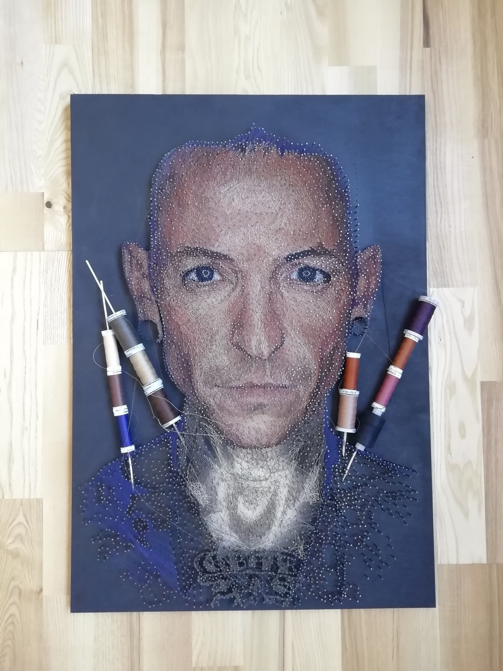 Portrait of Chester Bennington as it happened - My, Longpost, Linkin park, Needlework with process, Portrait, Chester Bennington, String Art, Art