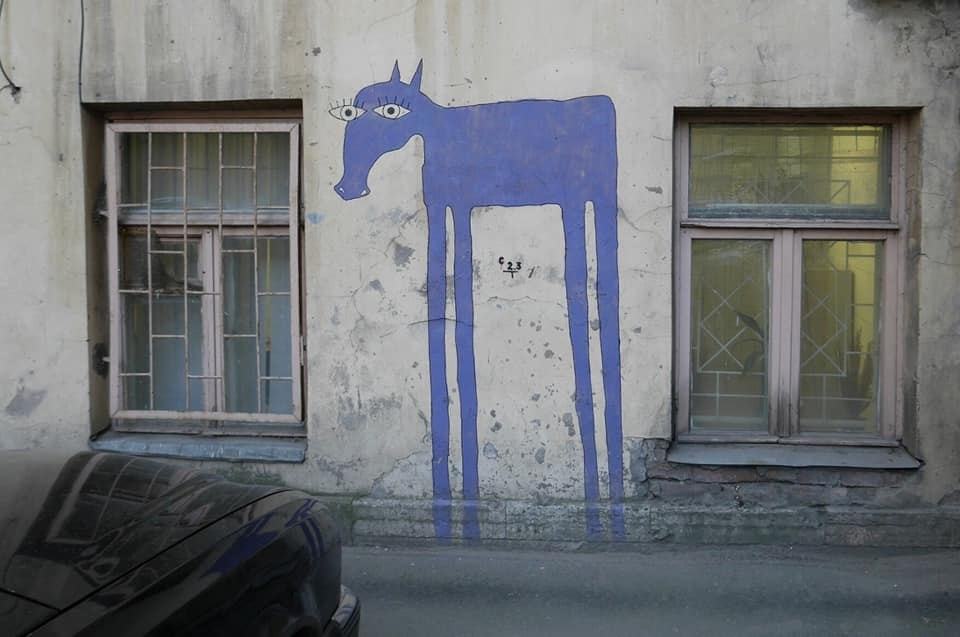 Peter and the horses) - Drawing, Horses, Saint Petersburg, Longpost, Street art