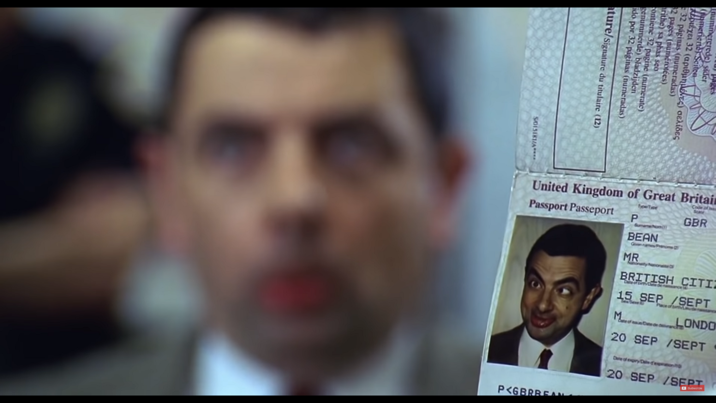 In the movie Mr. Bean Mr. Bean's name on his passport is Mr. - My, Mr. Bean, The passport, Film details