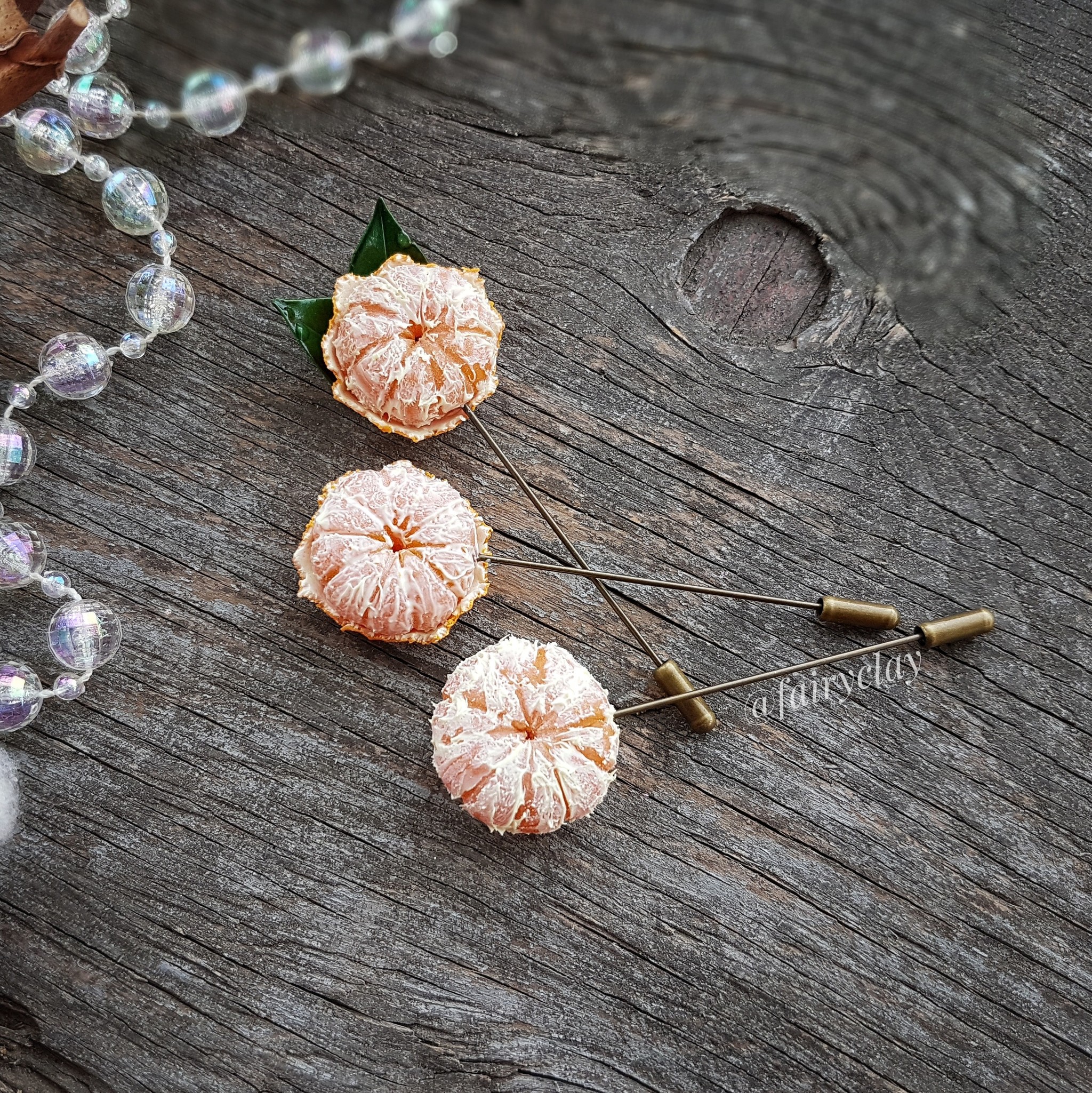 The holiday is coming to us - My, Tangerines, New Year, Polymer clay, Needlework without process, Decoration, Longpost, Brooch