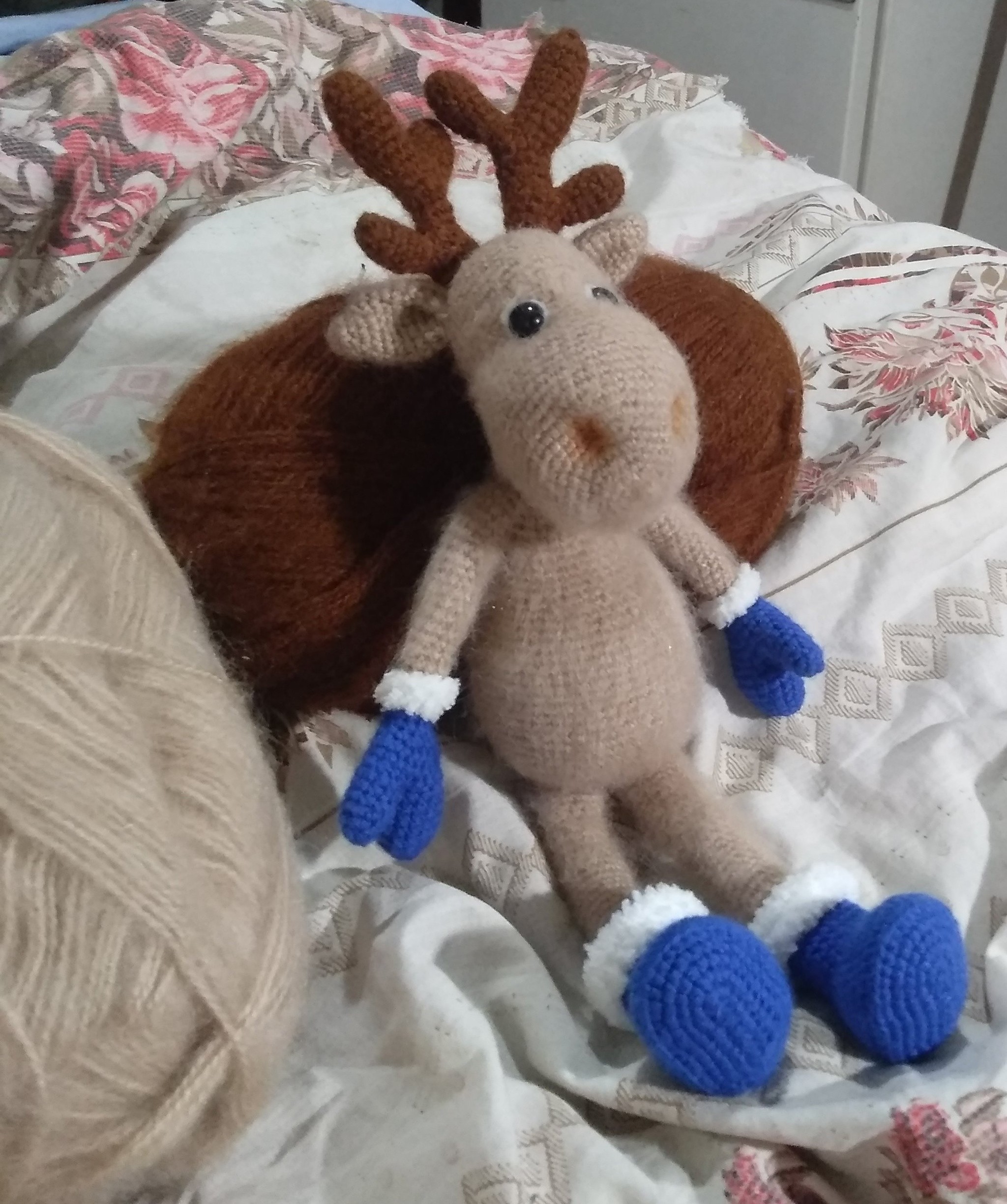 My New Year's toys - My, Amigurumi, Needlework without process, Knitted toys, Rat, Deer, Vet, Longpost