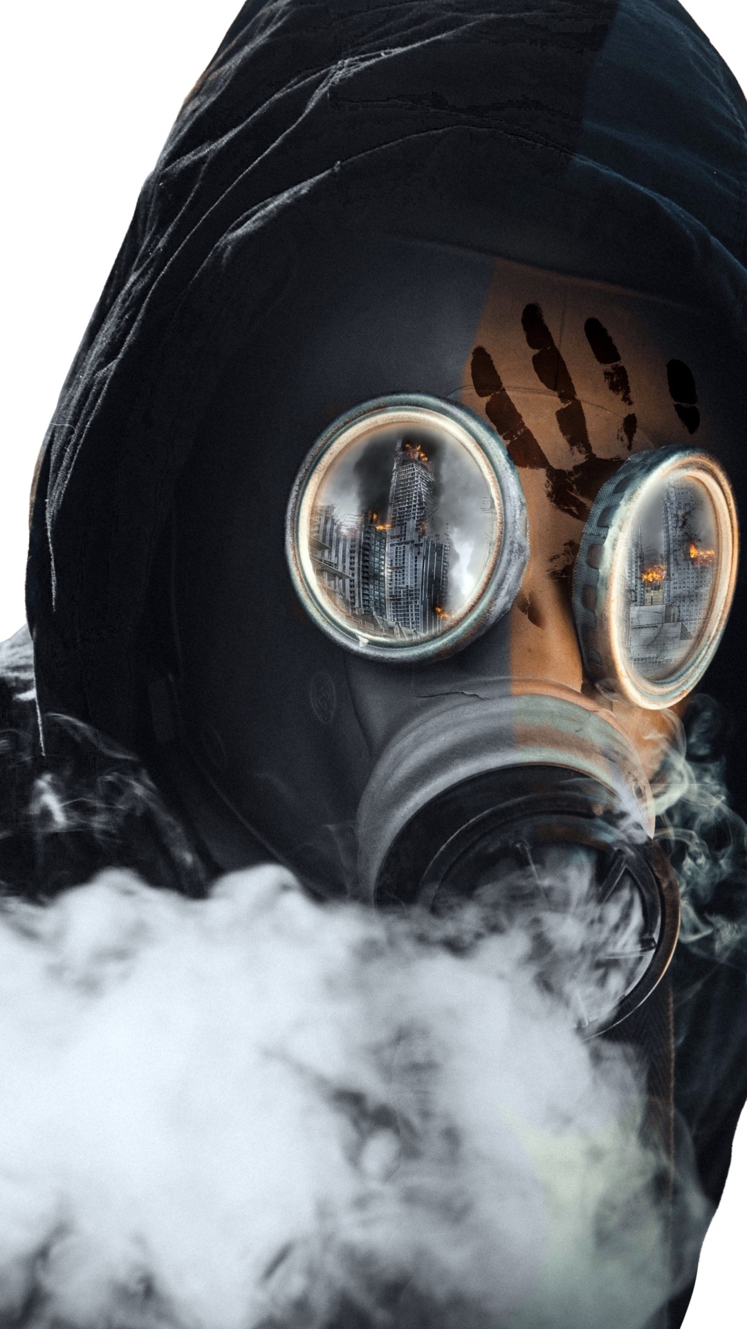 Gas masks, people, smoke - Full HD phone wallpapers - Smoke, Phone wallpaper, Mask, People, Desktop wallpaper, Longpost