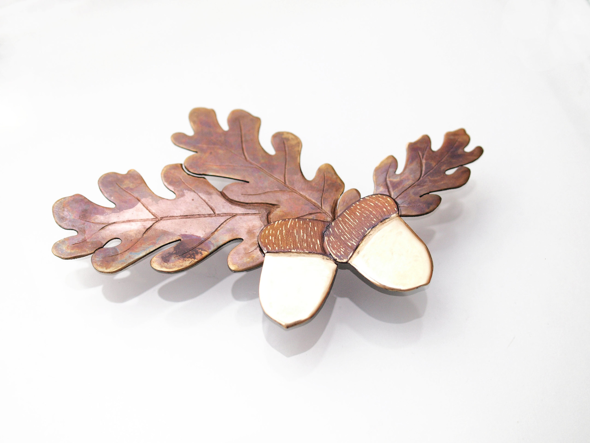 Brooch Oak. Just an oak. - My, Brass, Oak, Acorn, Autumn, Brooch, Handmade, Metal, Needlework without process