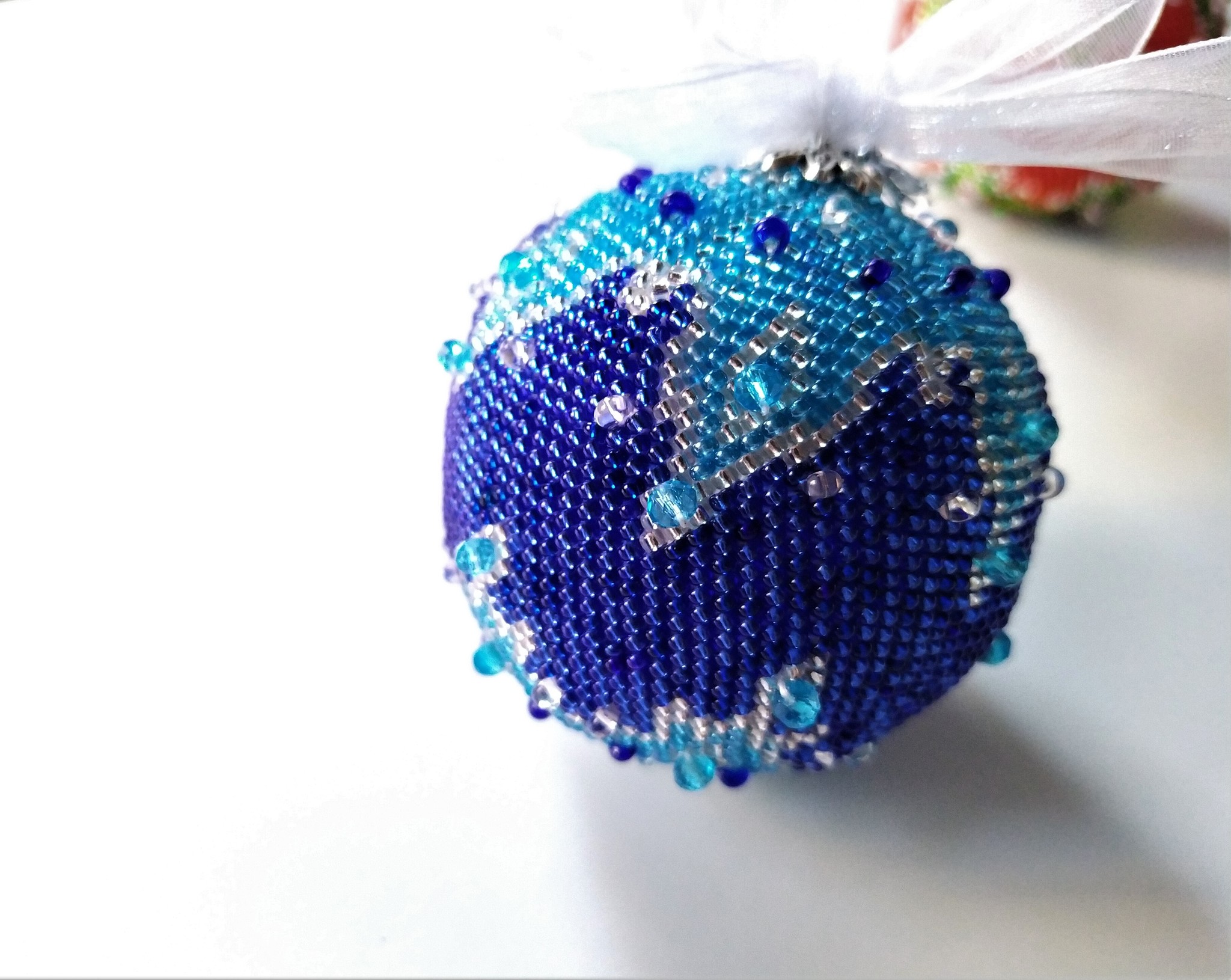 Balls for the Christmas tree - My, Longpost, Beads, Christmas decorations, New Year, Needlework without process