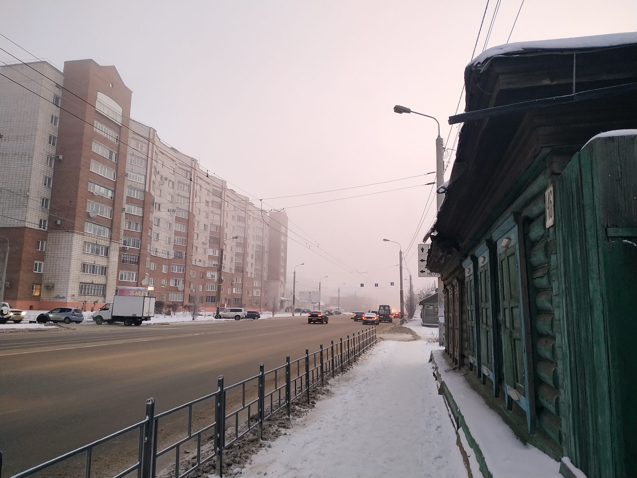 Fog and frost - My, The photo, Frost, Fog, Omsk, Longpost