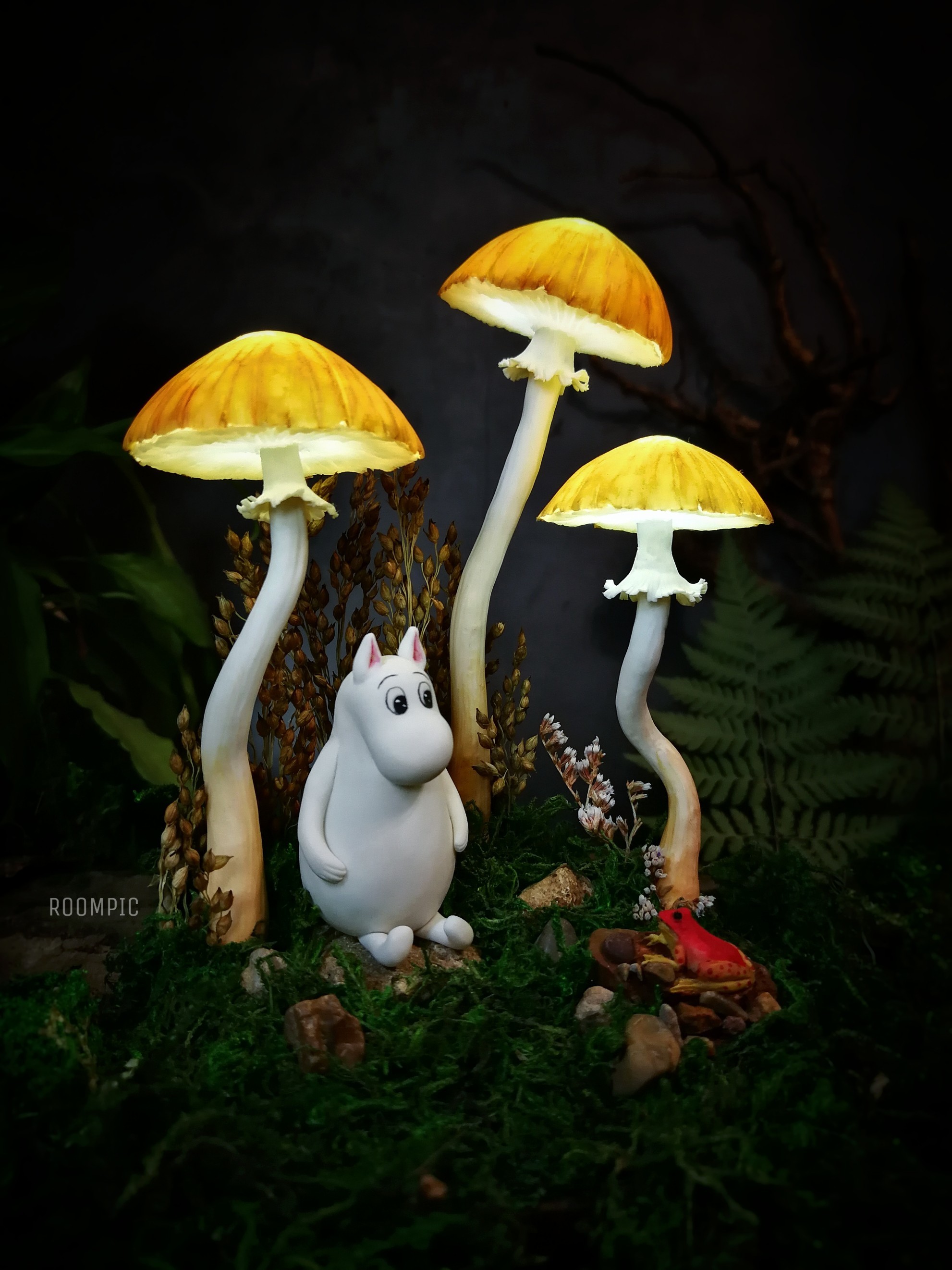 Lamp with Moomintroll - My, Longpost, Needlework without process, Polymer clay, Mushrooms, Lamp, Handmade, Video