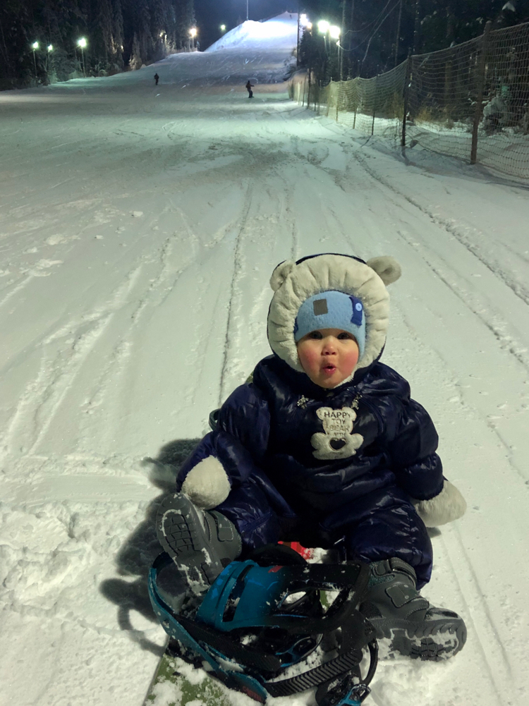 Your face when you snowboard for the first time - My, Surgut, Snowboard, Children, Skiing downhill