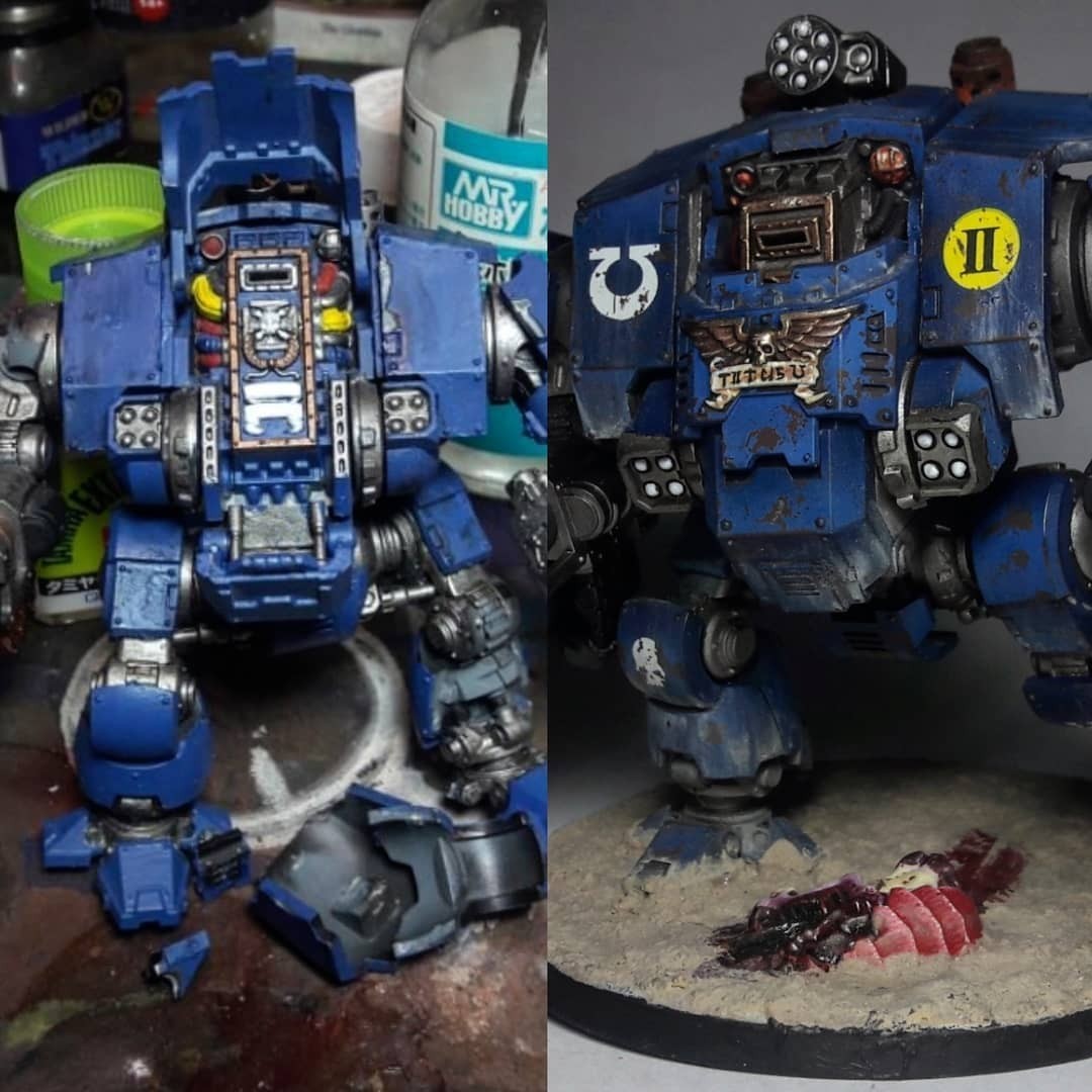 Redemptor dreadnought - Моё, Warhammer 40k, Warhammer, Ultramarines, Dreadnaught, Хобби, Миниатюра, Длиннопост