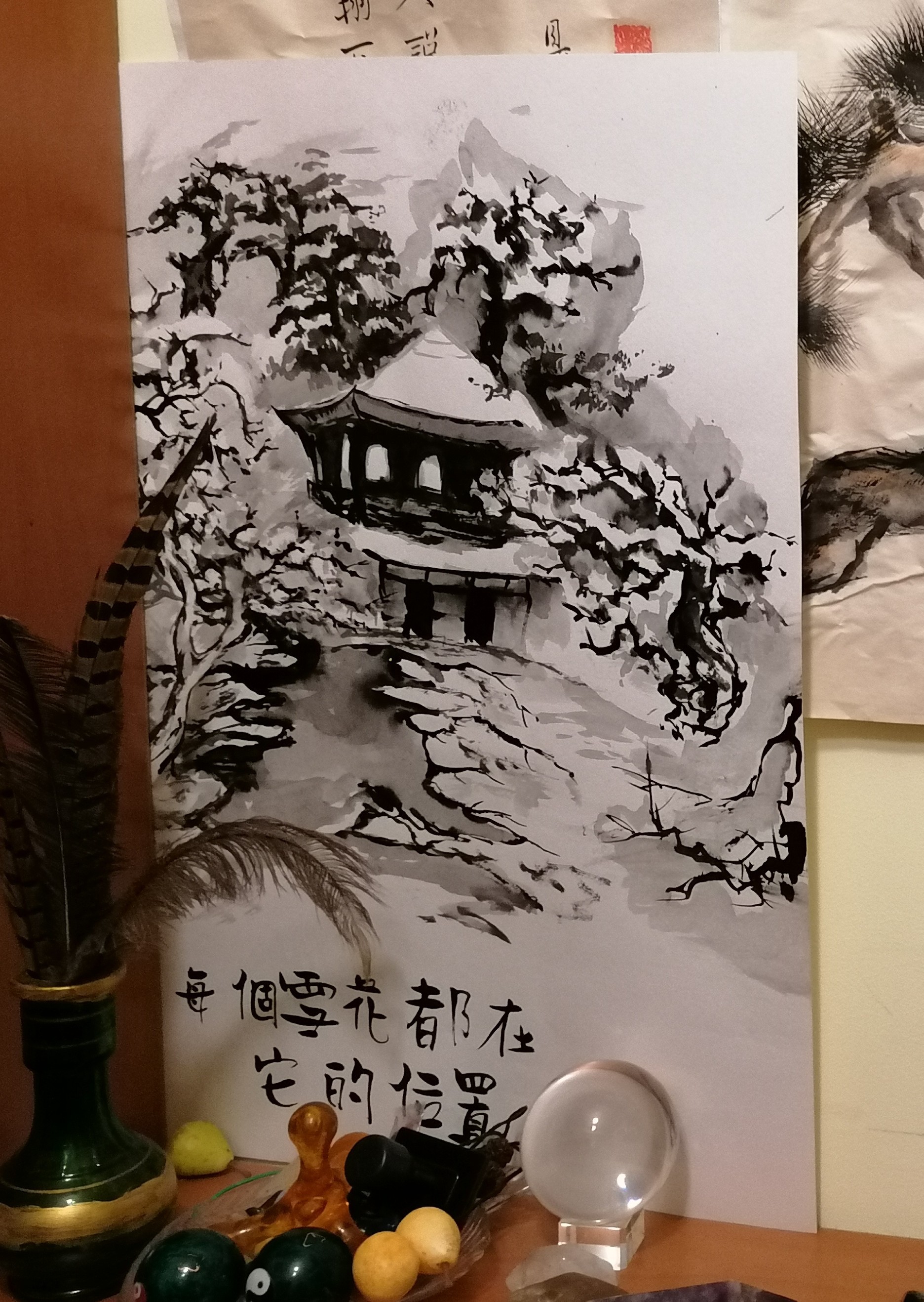 Changed the decor of the room - My, Chinese art, Sapphire brush, Longpost