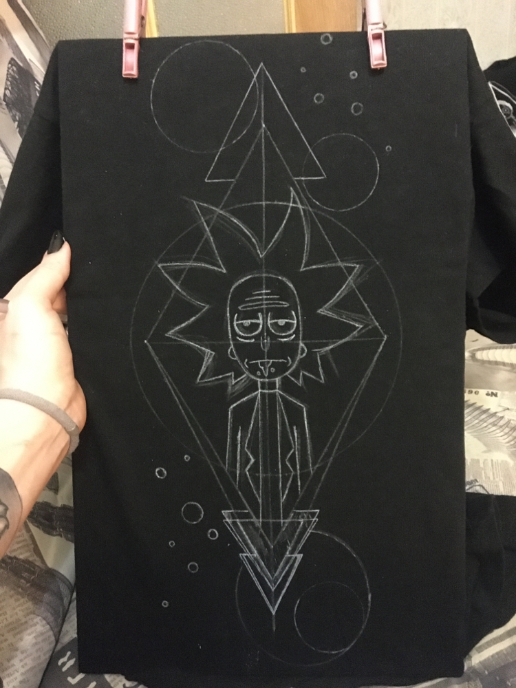 Rick T-shirt - Rick and Morty, Art, Art, Drawing, Rick Sanchez, Creation, Painting on fabric, Longpost