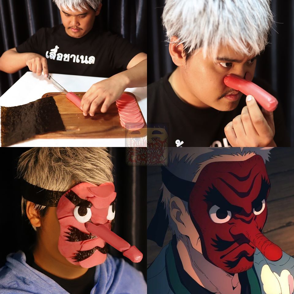 Lowcost cosplay – Urokodaki Sausage - Lowcost cosplay, Kimetsu no yaiba, Sausages, Sausage, Eggs, Cosplay