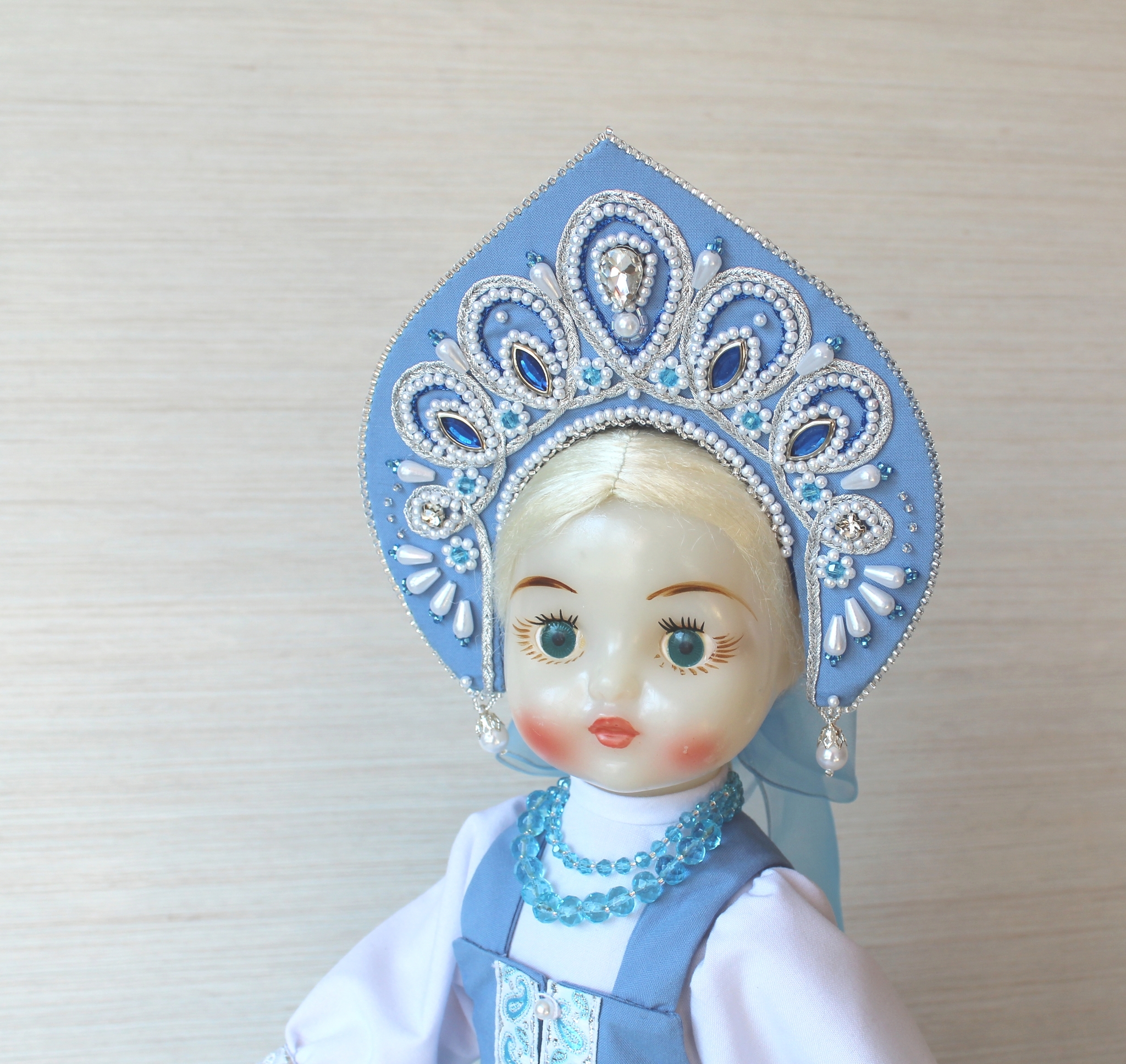 Snow Maiden in your feed) - My, Snow Maiden, New Year, Needlework without process, Doll, Beads, Longpost