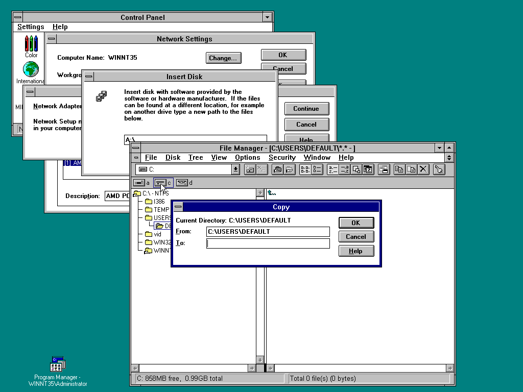 Looking Back: Windows NT 3.5 - My, Windows, Microsoft, Windows NT, Windows Server NT, Downgrade, Longpost