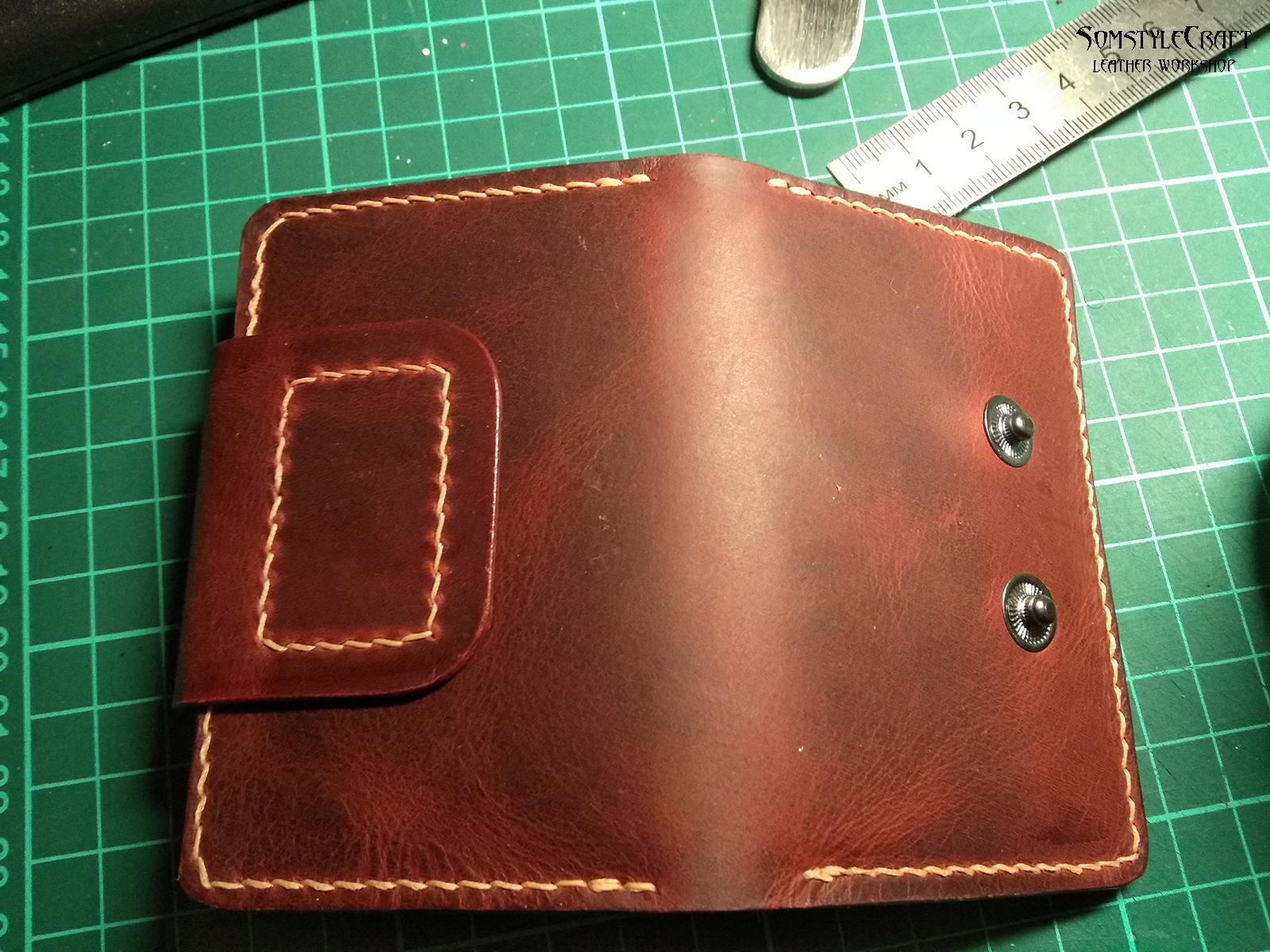 Business card holder - My, Needlework with process, Leather products, Holder, Cardholder, Video, Longpost