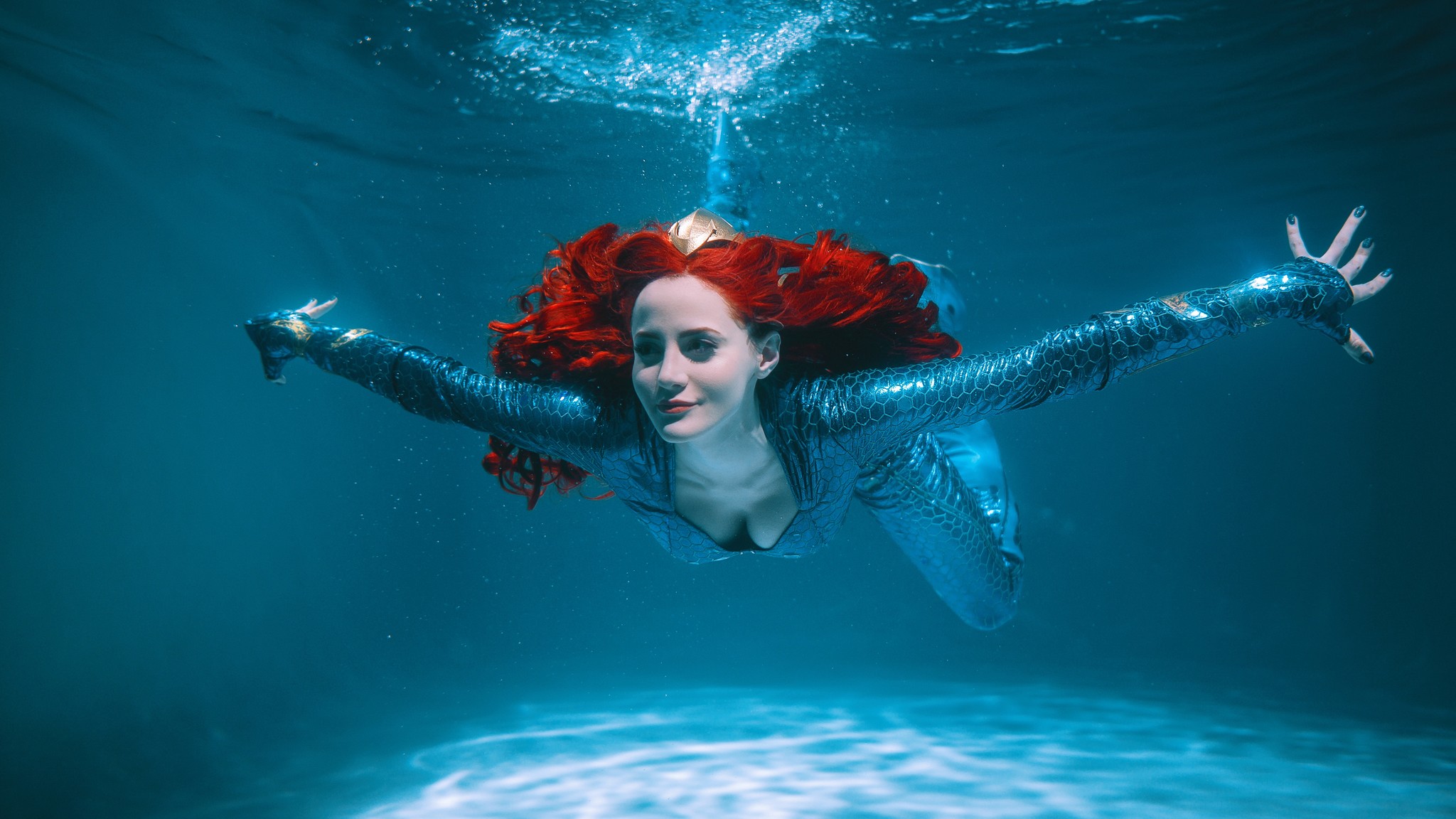 Princess Mera (Aquaman). Costume designer and cosplayer @Erikasolovey. Ph @arezun. Filming was carried out underwater - Cosplay, Measure, Aquaman, Dc comics, Russian cosplay, Movies, Under the water, Longpost