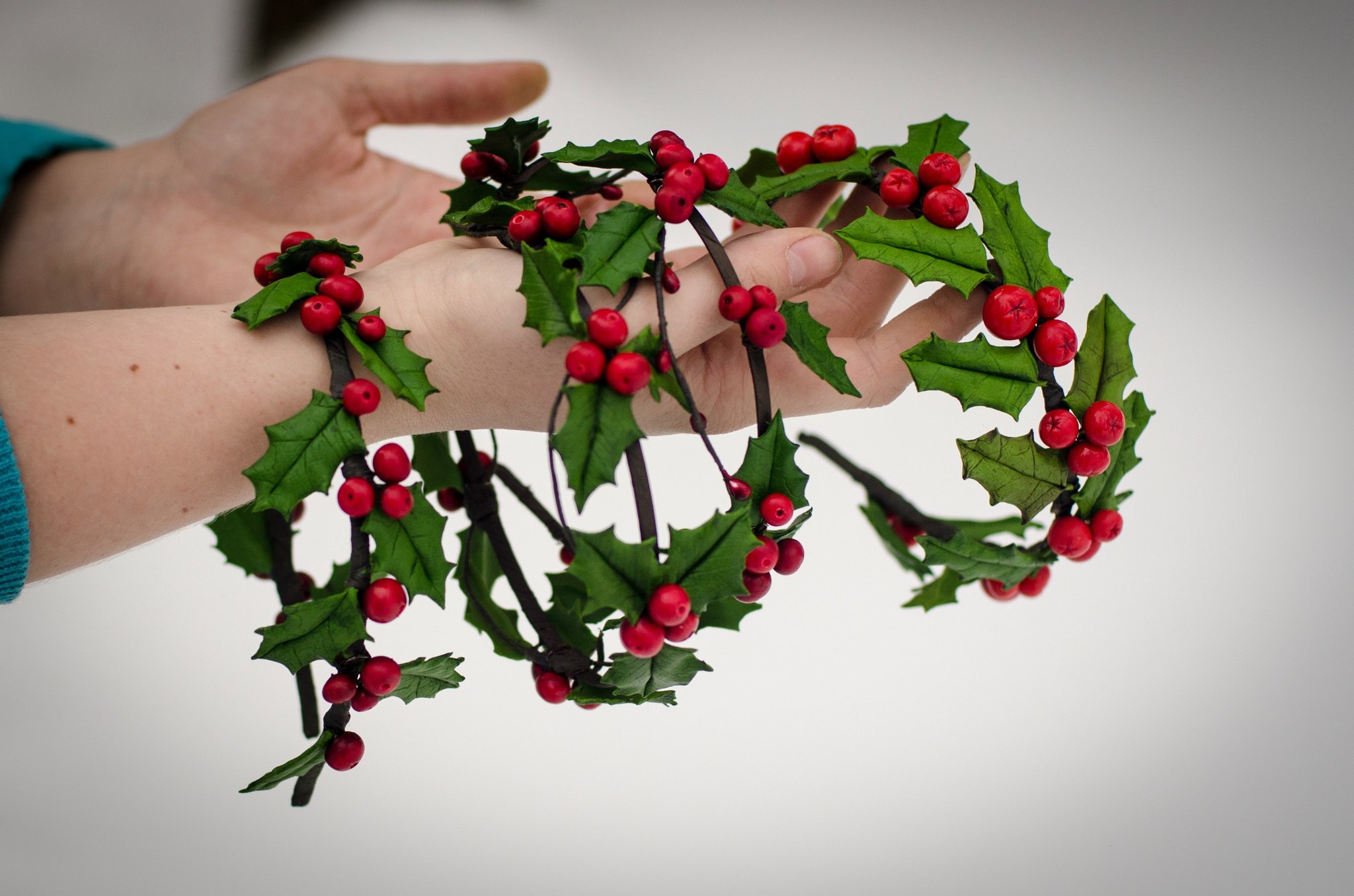 Holly - My, Yule, Holly, Cold porcelain, New Year, Christmas, Needlework without process, Handmade, Decoration, Longpost