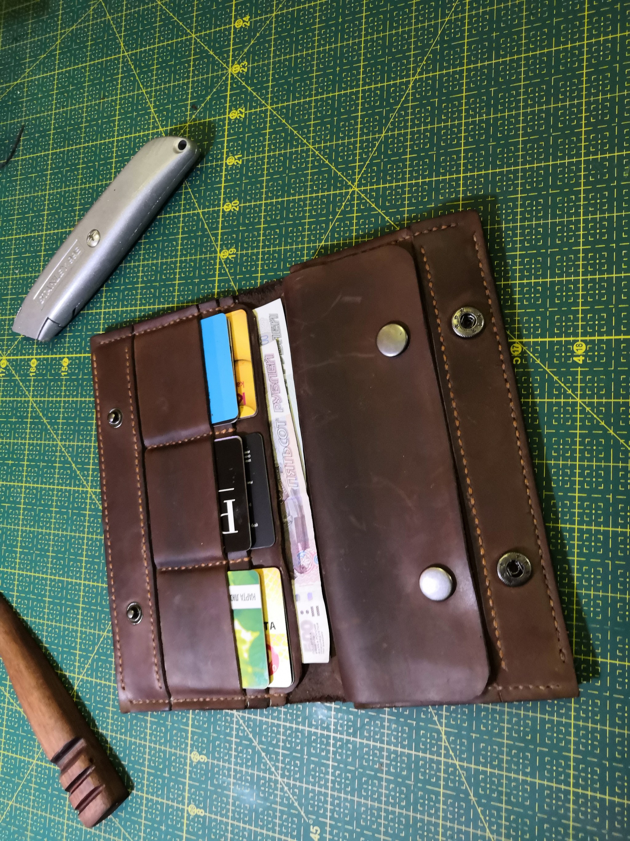 DIY leather wallet - My, Wallet, Leather products, Longpost