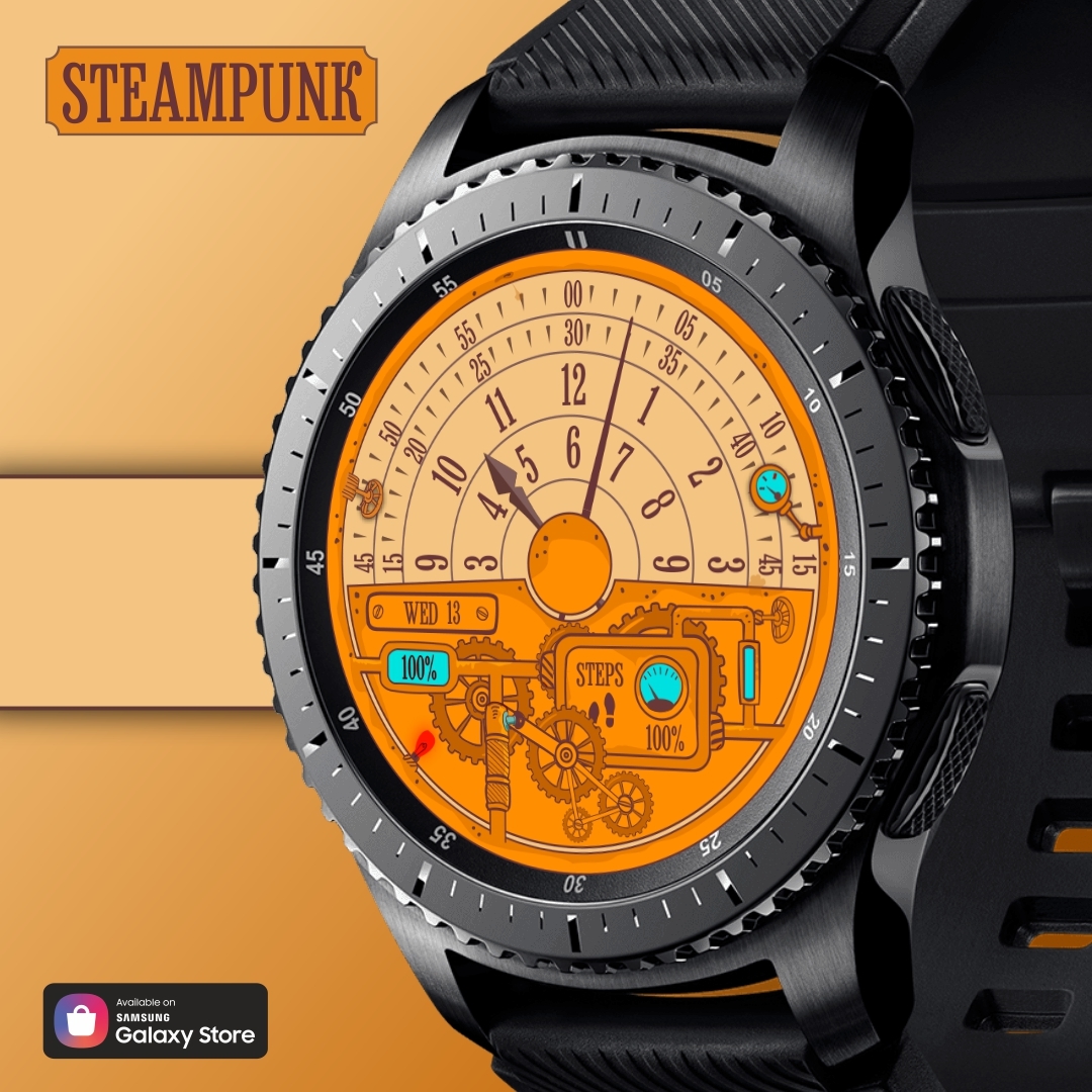 Steampunk dial design for Samsung Watch - My, Freebie, Samsung galaxy Watch, Smart watch, Watchface, Samsung, Galaxy Watch