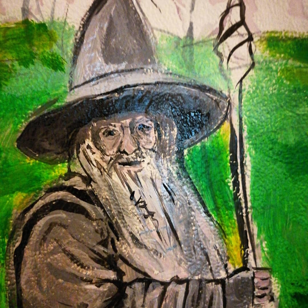 Upgrade according to Tolkien - My, Lord of the Rings, Moscow, Acrylic, Gandalf, Hobby, Longpost, Wallpaper, Wall painting, cat