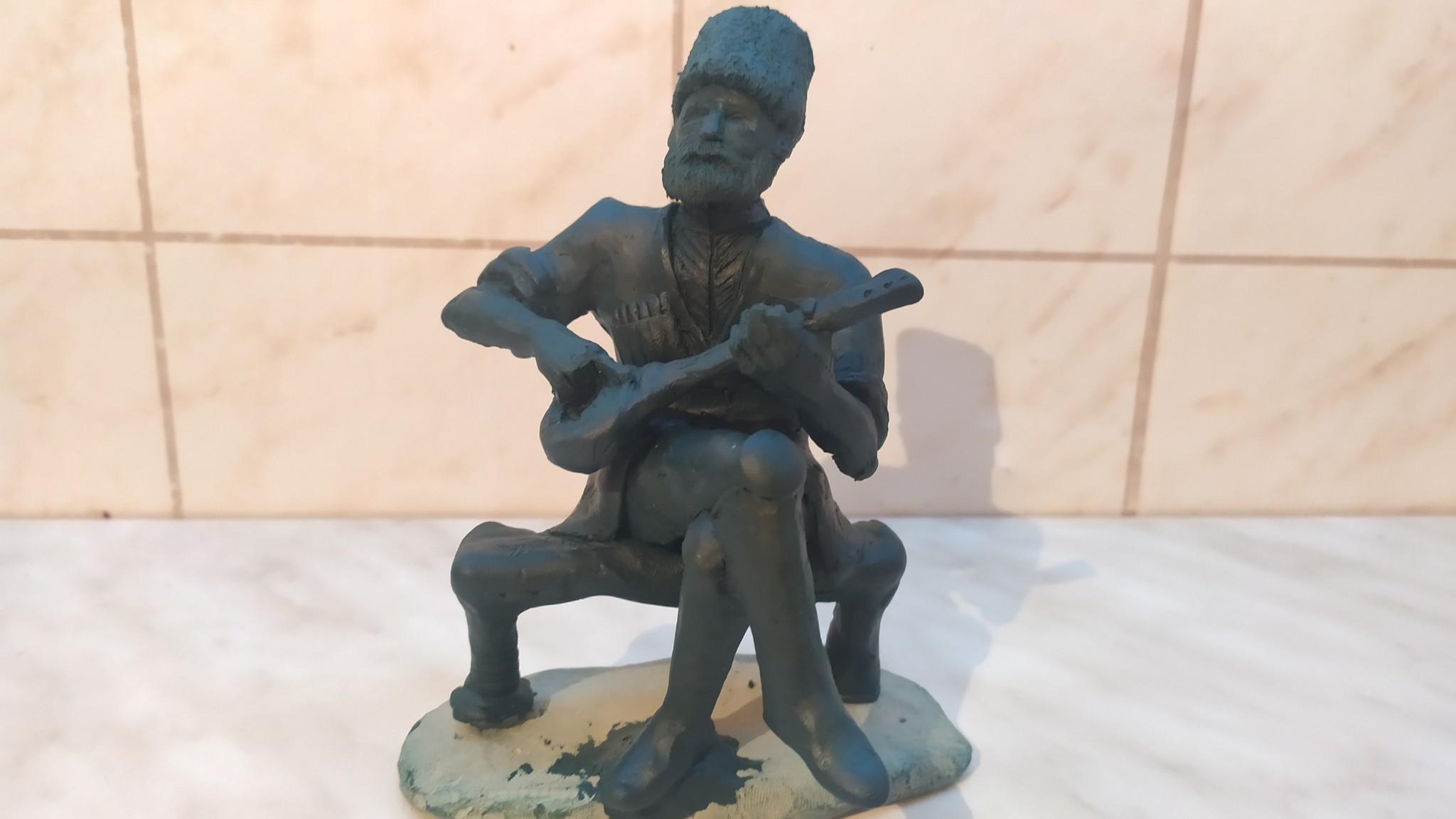 Ossetian balalaika player. Plasticine and acrylic paint - Sculpture, Ossetians, Ossetia, Plasticine, Лепка, Characters (edit), Balalaika, Hobby, Video, Longpost