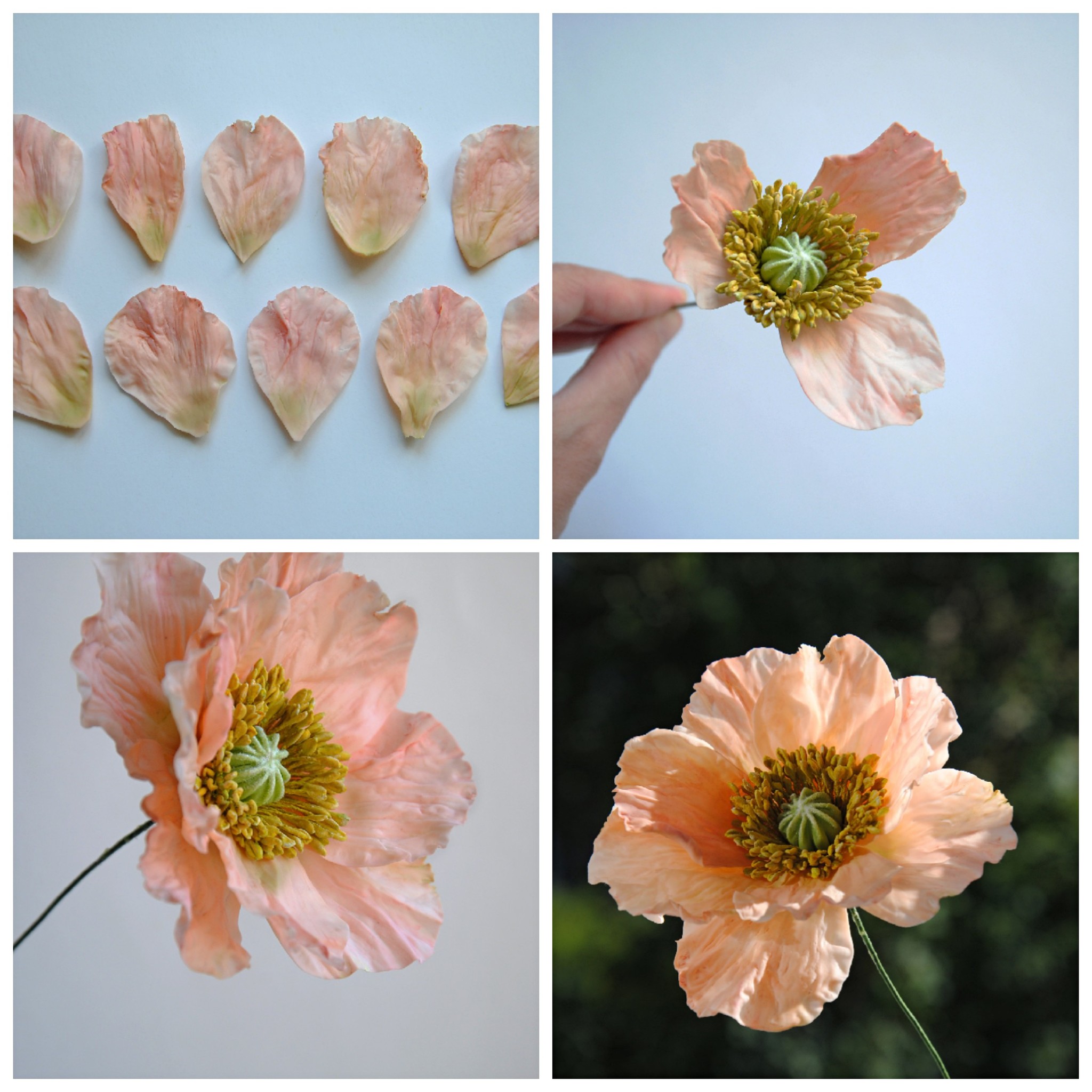 Making a poppy from cold porcelain - My, Polymer clay, Polymer floristry, Needlework with process, Flowers, Master Class, Cold porcelain, Longpost