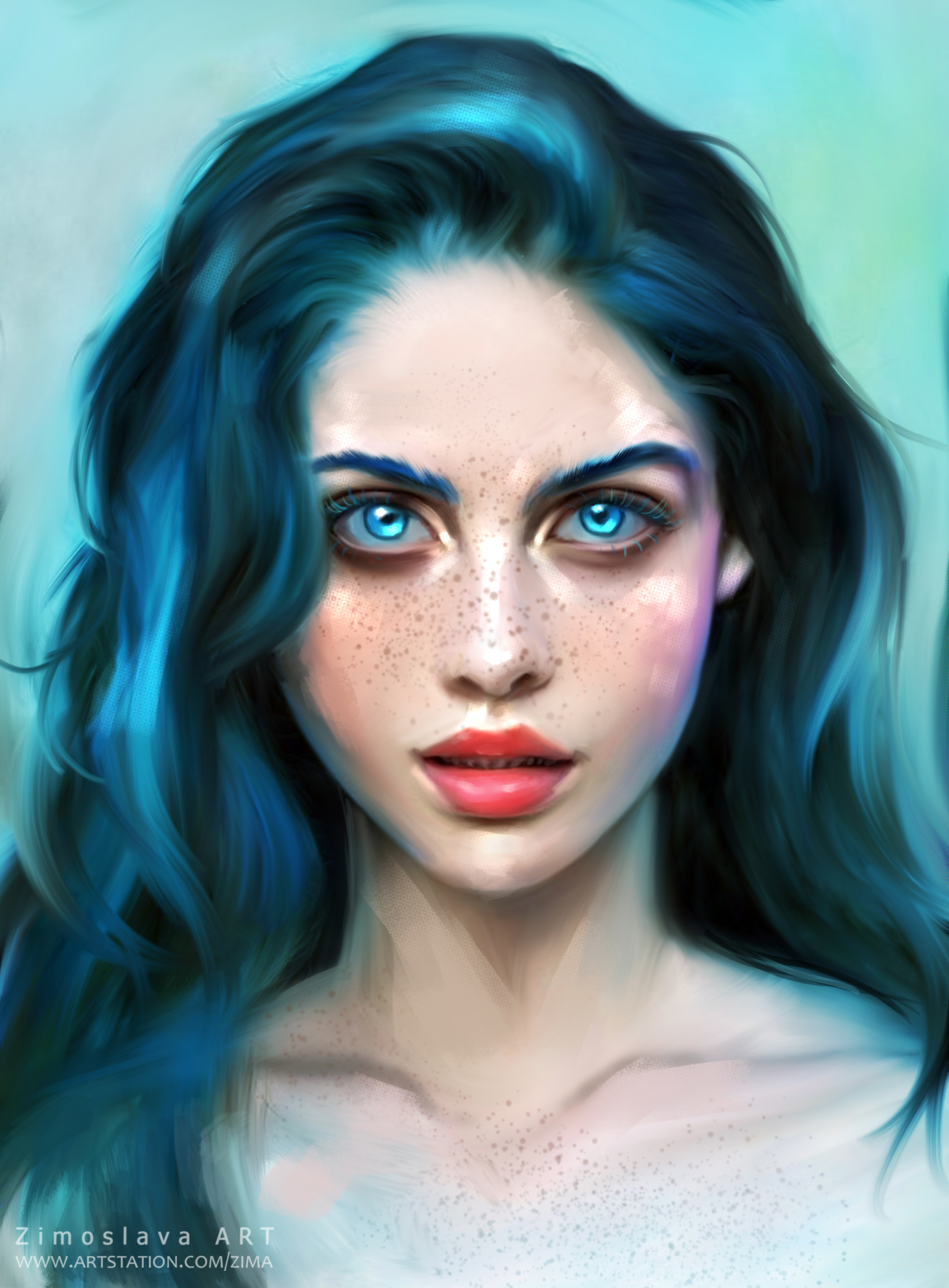 There's an ocean in your eyes - My, Art, Mermaid, Artist, Drawing, Computer graphics, Blue, Eyes, Sea