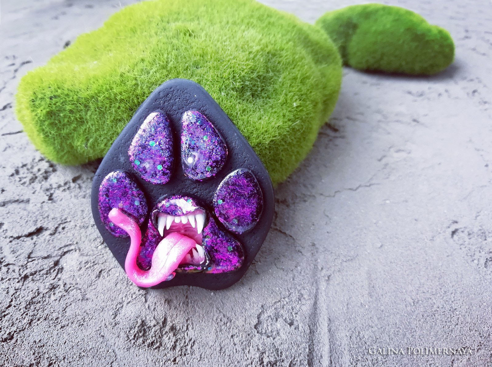 Paw - rebirth - My, Kripota, Brooch, Space, Needlework without process, Handmade, Polymer clay, Predator, Longpost