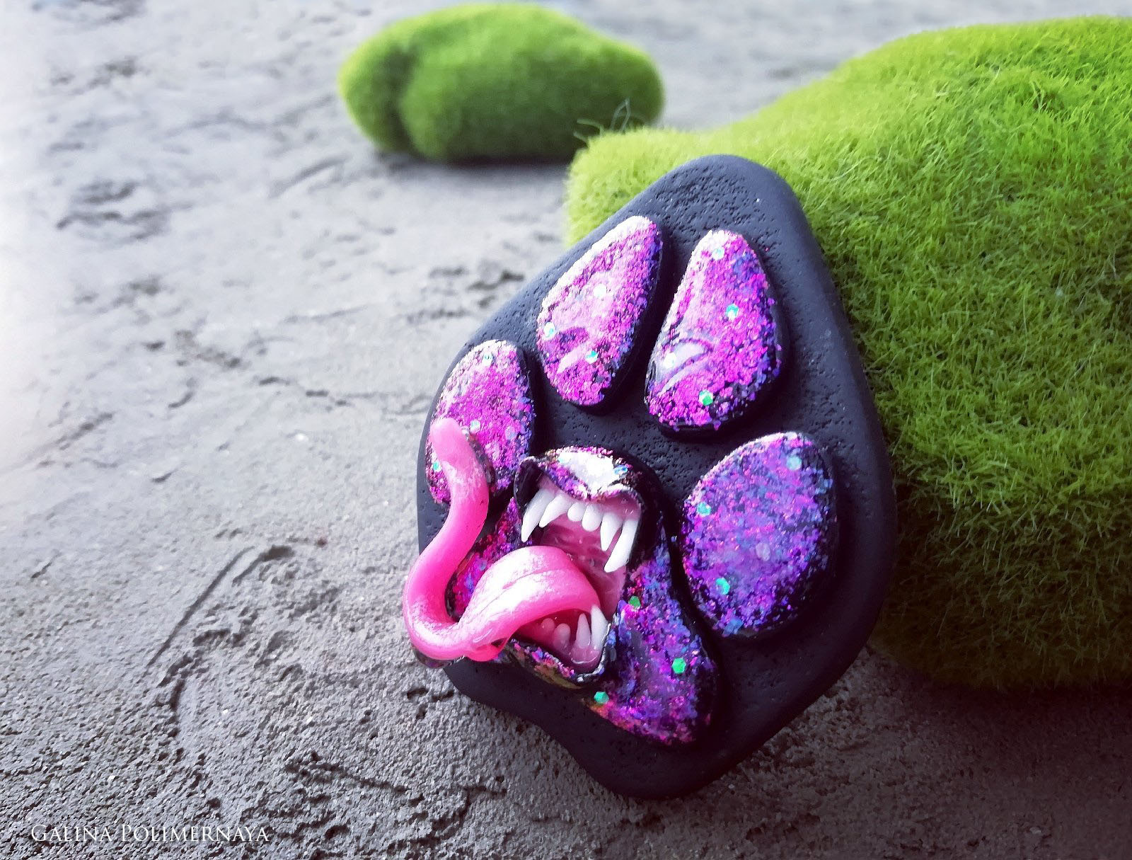 Paw - rebirth - My, Kripota, Brooch, Space, Needlework without process, Handmade, Polymer clay, Predator, Longpost