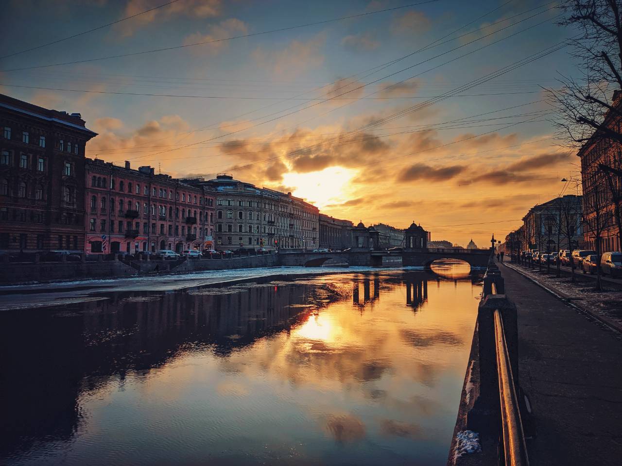 February sunset - My, The photo, Town, Saint Petersburg, Mobile photography, Sunset