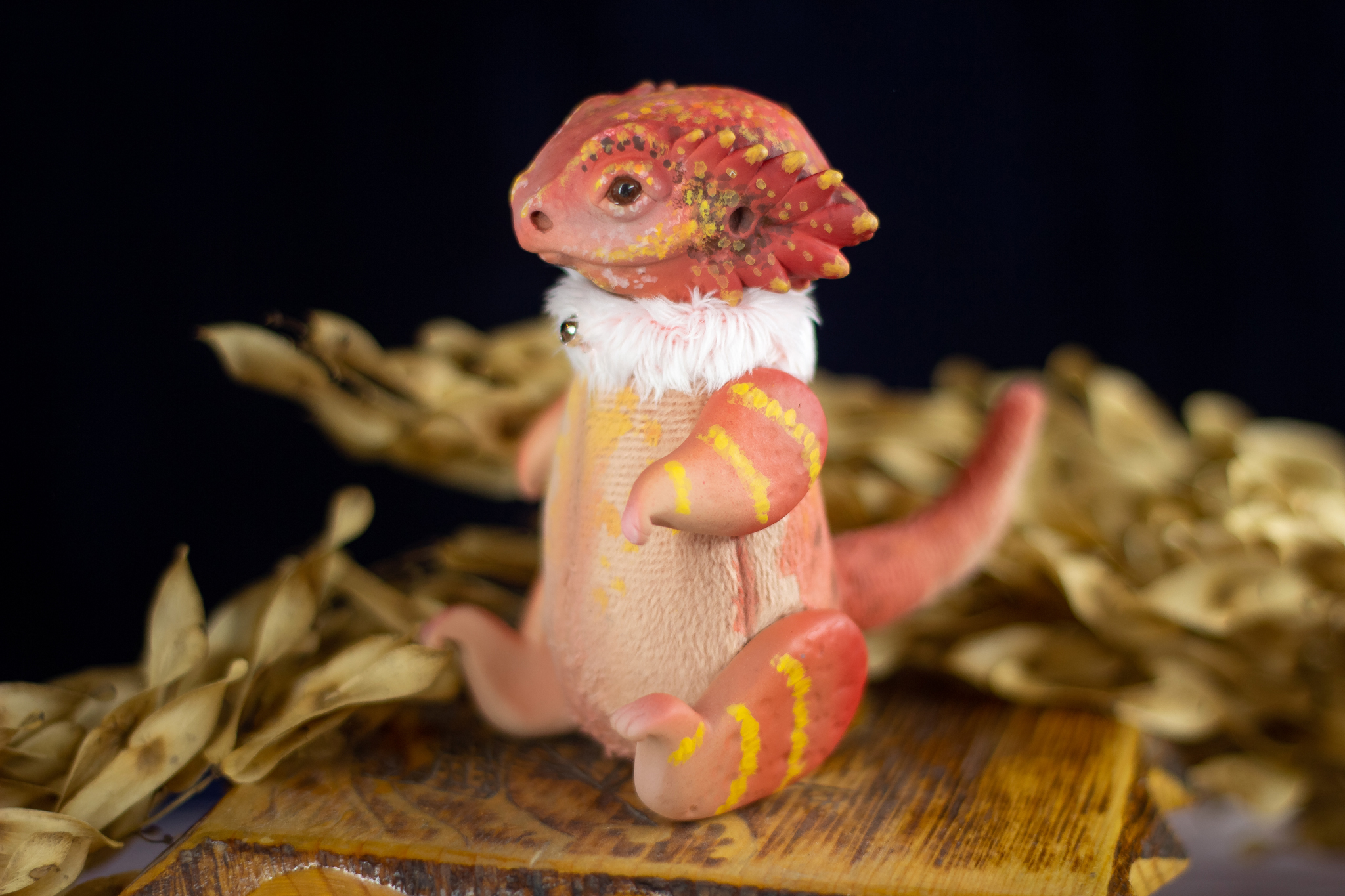 bearded dragon - My, Needlework without process, Toys, Lizard, Bearded dragon, Mixed media, Polymer clay