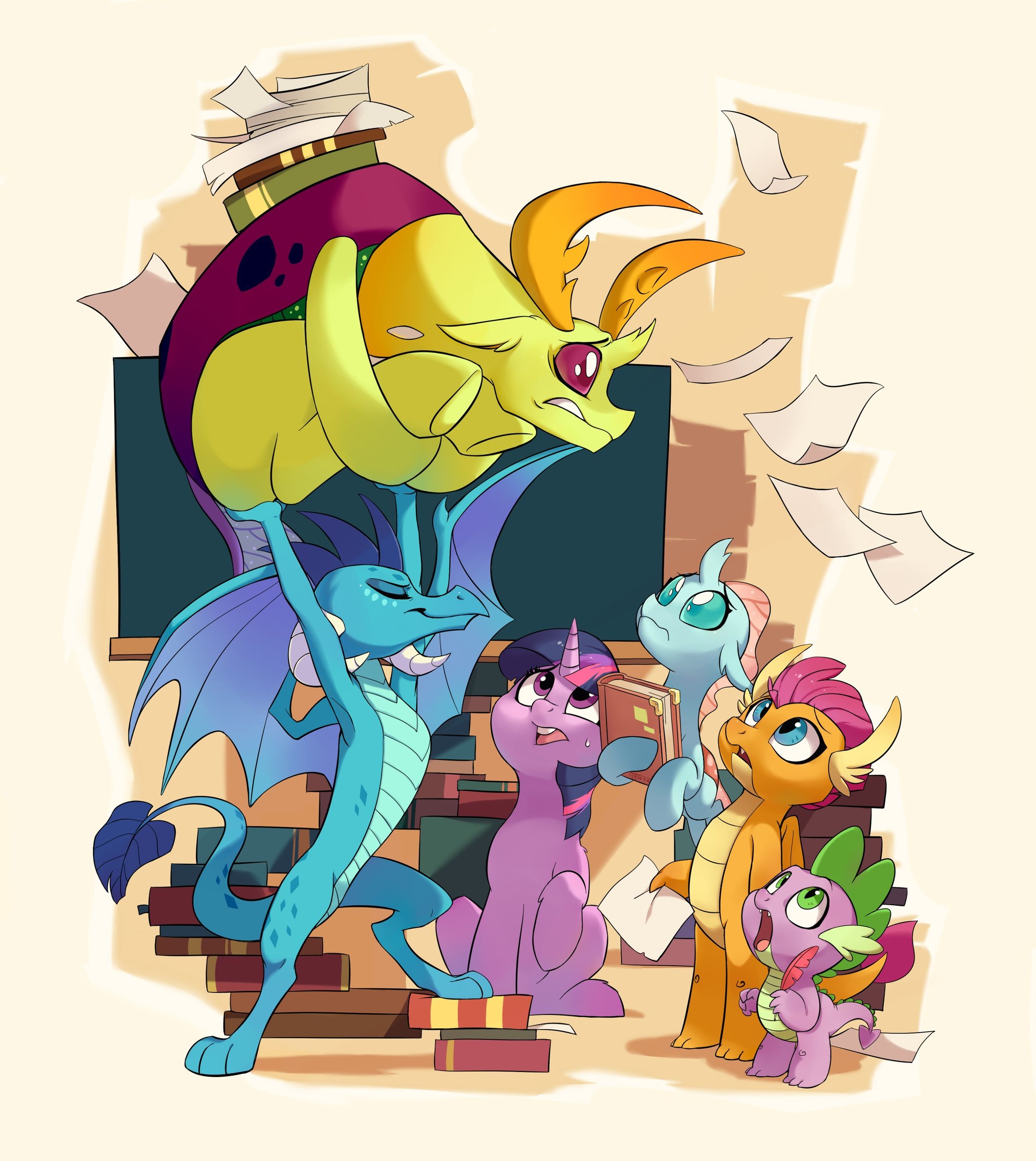 Dragons power - My little pony, Princess ember, Twilight sparkle, Thorax, Ocellus, Smolder, Spike, The Dragon