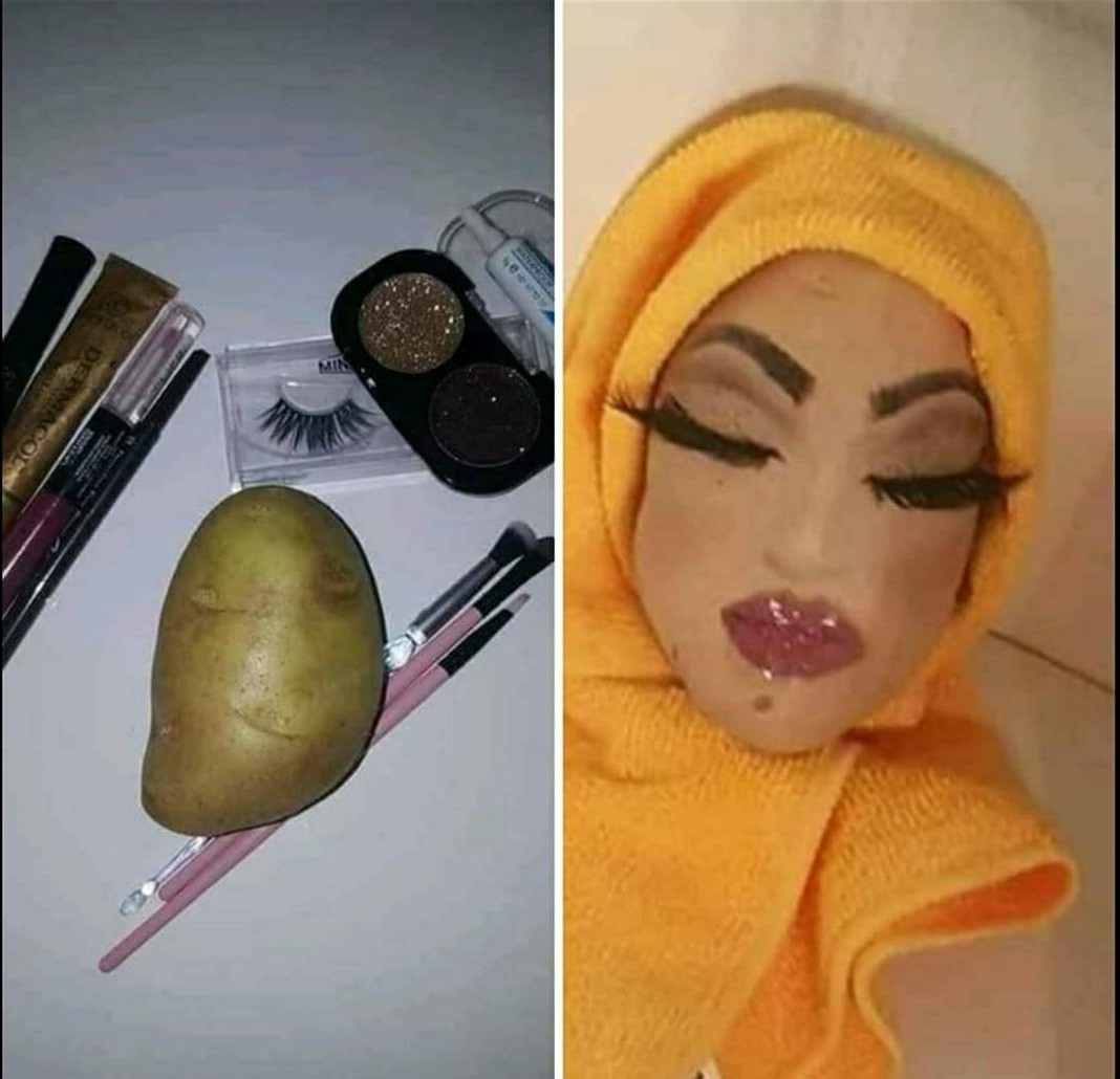 The power of cosmetics - Cosmetics, Face, Potato, Transformation, Makeup