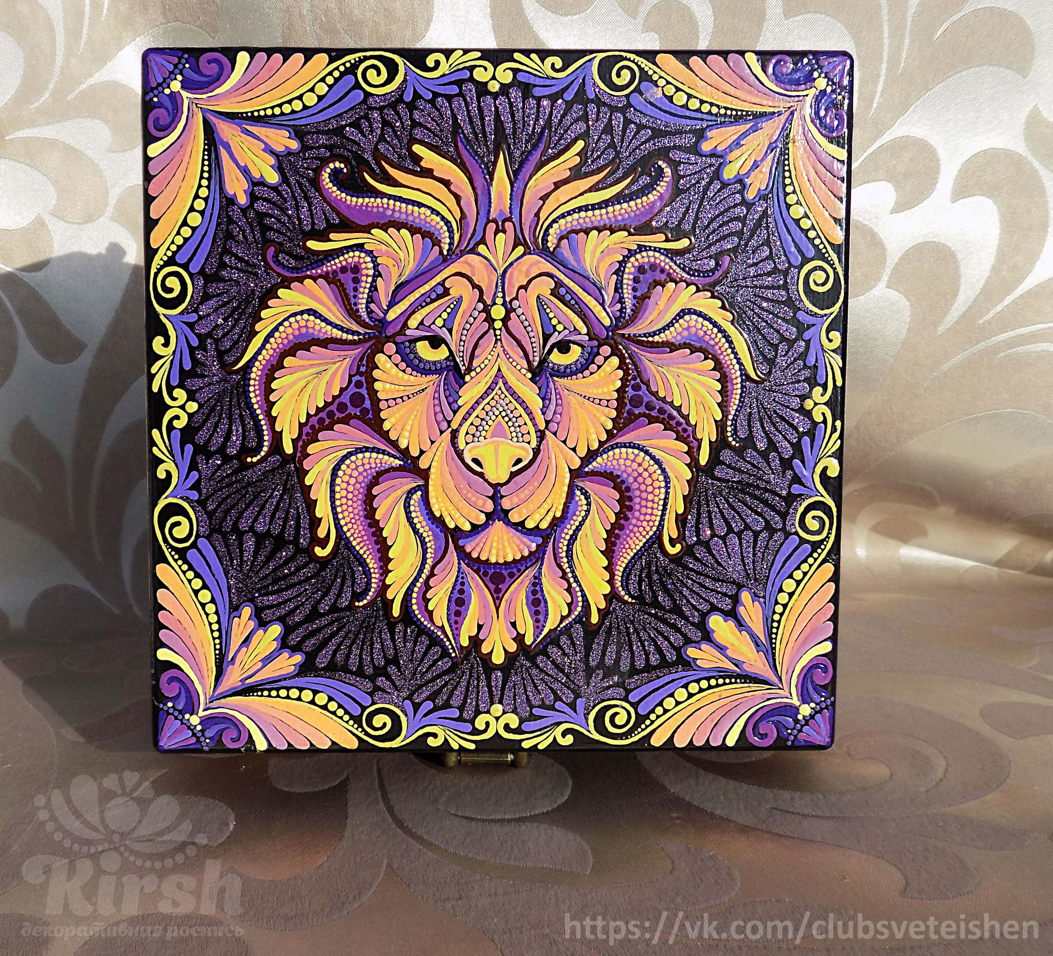 Box Lion. Hand painted - My, Dot painting, Handmade, Needlework with process, The lion king, Casket, Longpost