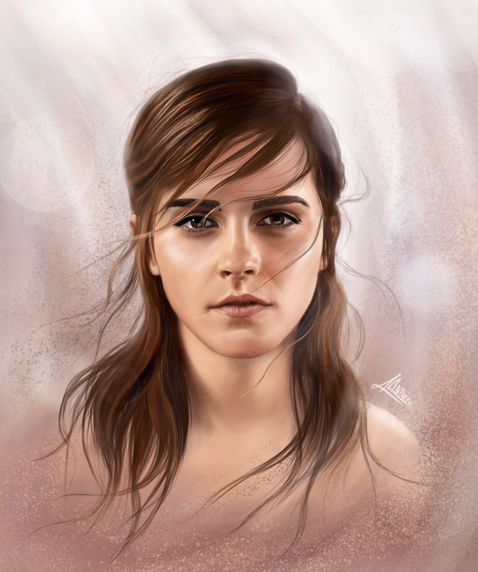 Emma - My, Emma Watson, Digital drawing, Portrait, Actors and actresses, Celebrities, Girls