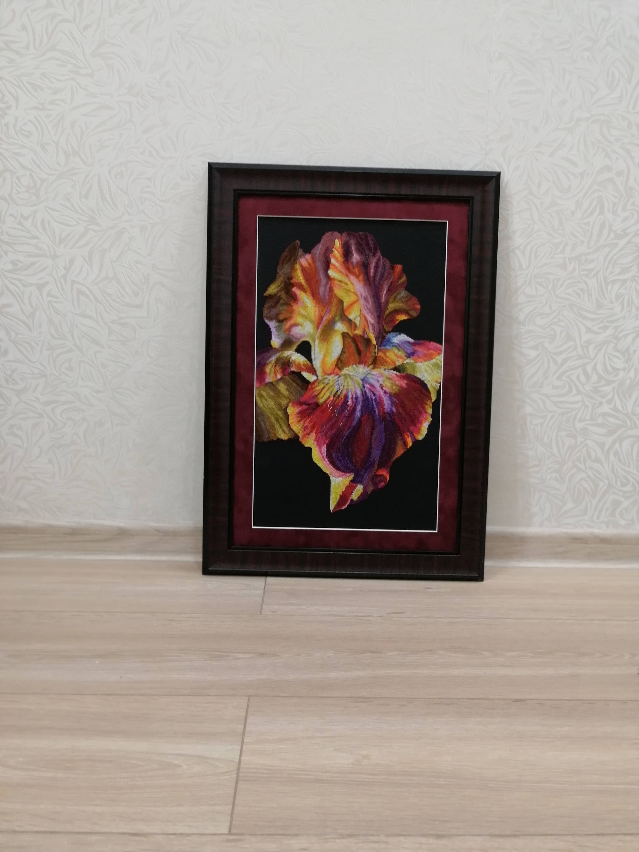 Iris Fire Waltz - My, Cross-stitch, Needlework with process, Irises, Longpost, Handmade