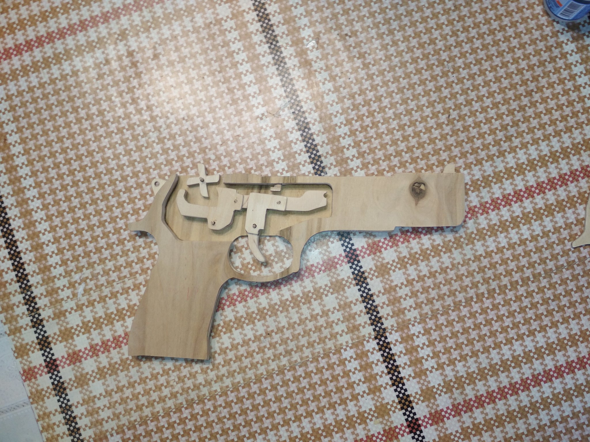 Beretta M9 rubber-shooting pistol - My, With your own hands, Handmade, Tree, Craft, Needlework with process, Video, Longpost