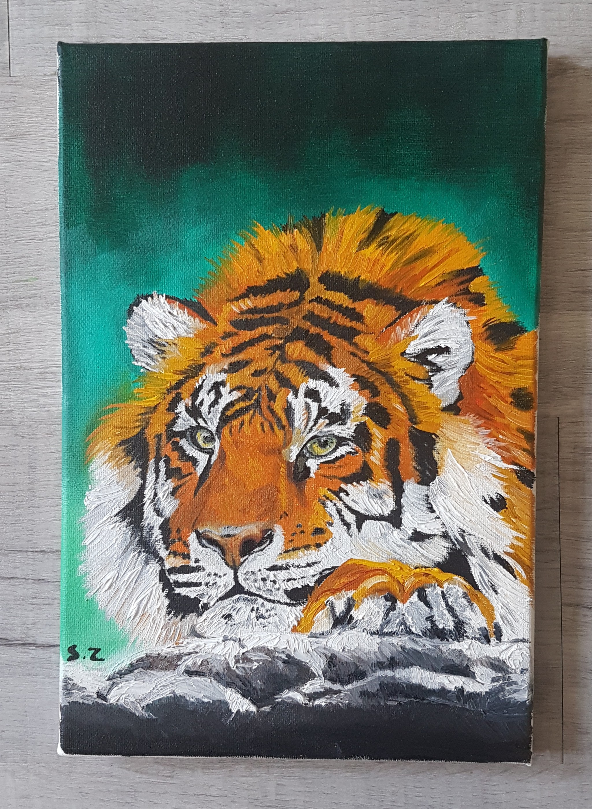 Tiger - My, Tiger, Oil painting, Painting, Longpost