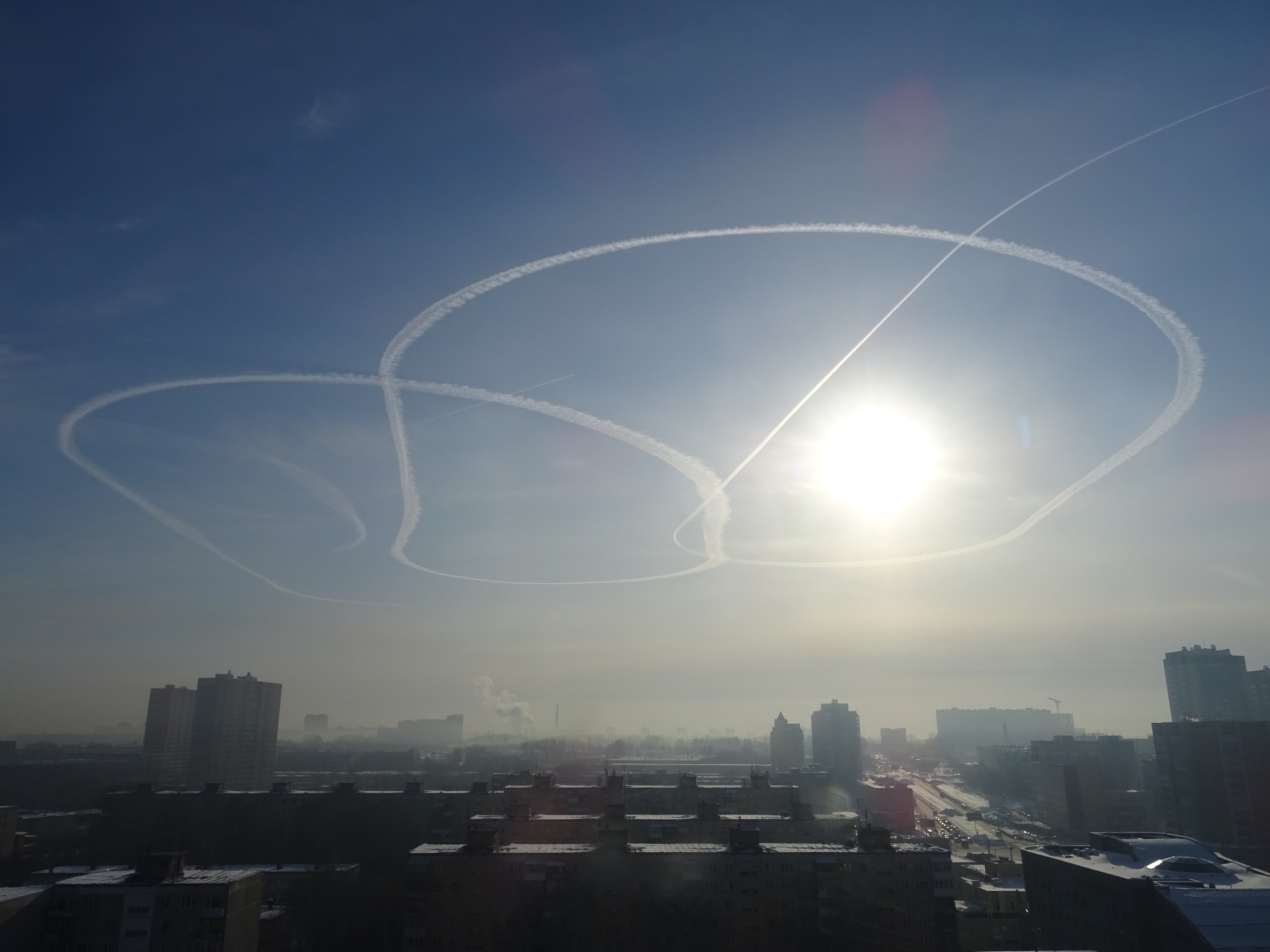 Aviators having fun - My, Sky, Airplane, Condensation trail