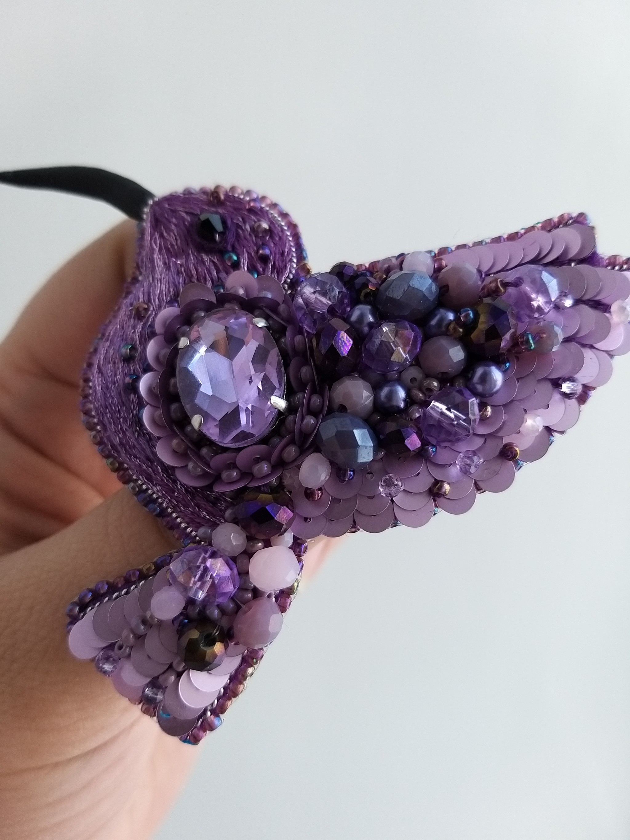 Handmade brooch Bird - My, Brooch, With your own hands, Needlework without process, Handmade, Beads, Beadwork, Longpost